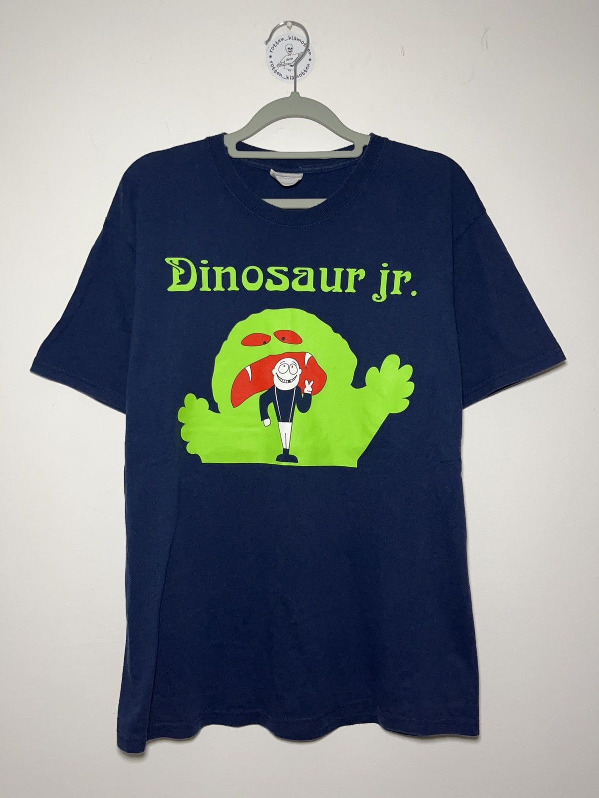 image of Band Tees x Rock T Shirt Vintage Dinosaur Jr Monster Y2K 2000S Band T-Shirt Navy (Size Medium)