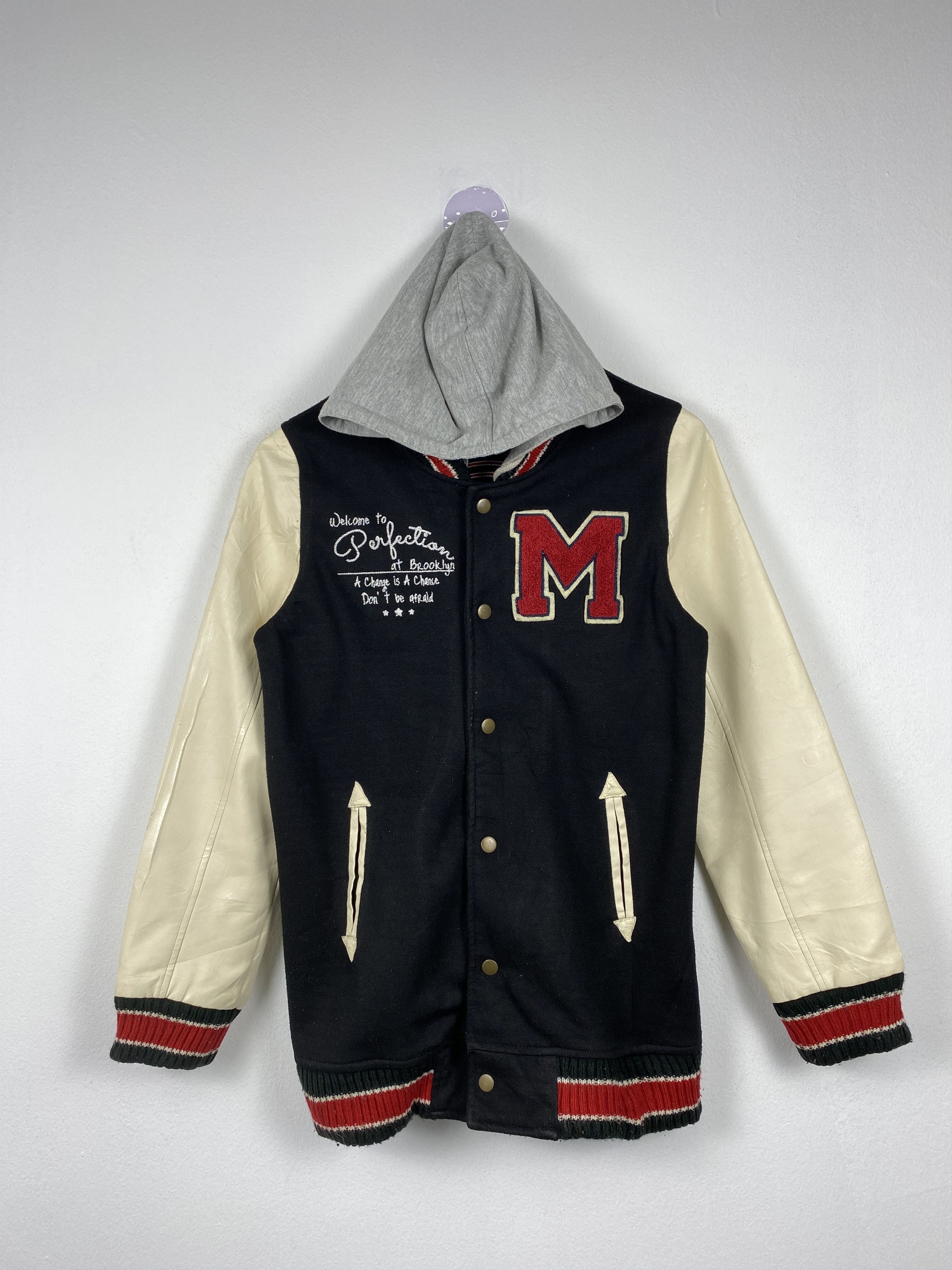 image of Varsity Jacket x Vintage Varsity Hoodie Flannel Lining Jacket, Men's (Size Small)