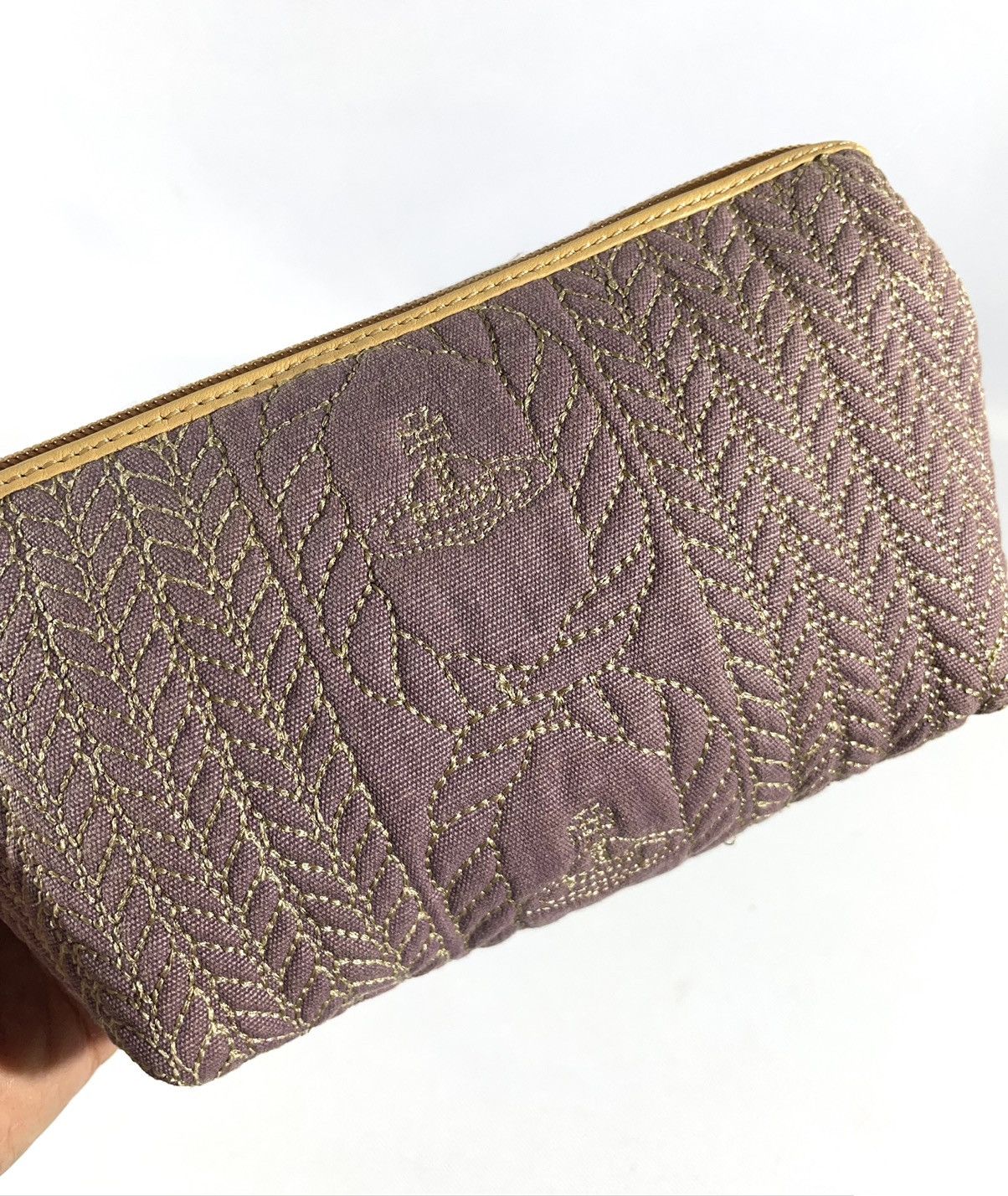 Vivienne Westwood Purple Quilted Canvas Orb Pouch Size ONE SIZE - 3 Thumbnail