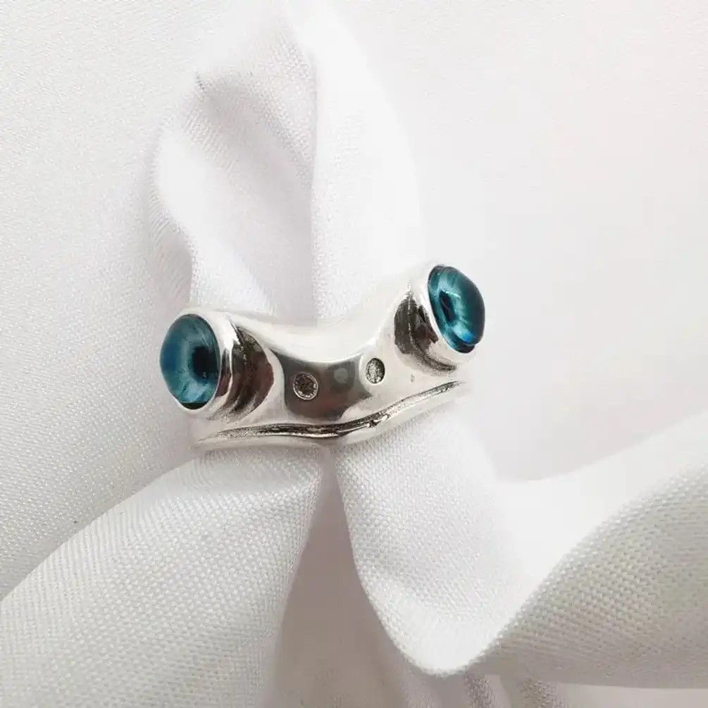 Anime Blue Eye Frog Ring Size ONE SIZE - 3 Thumbnail