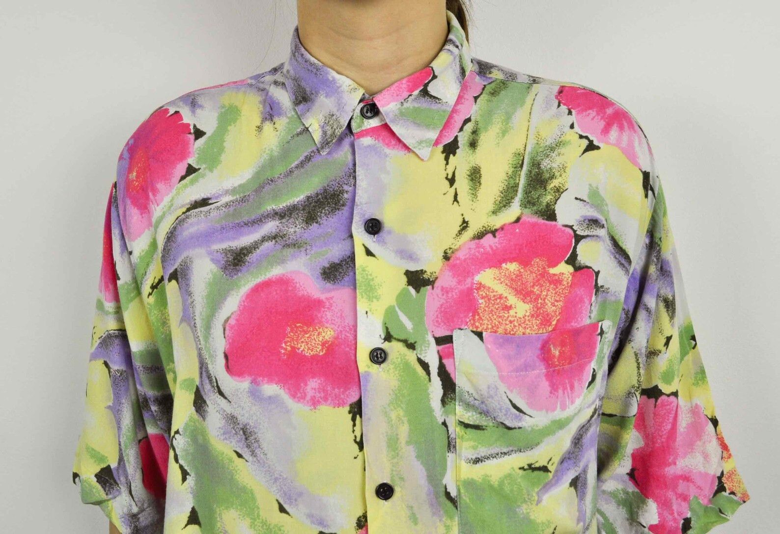 Vintage × Wasted Paris M Women 80's Flower pastel French Shirt Short Sleeves Blouse Size M / US 6-8 / IT 42-44 - 6 Thumbnail