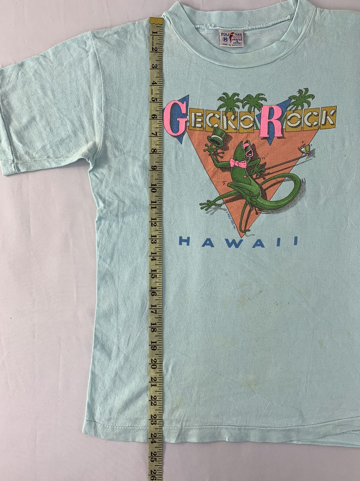 Vintage 80s Poly Tees Hawaii Gecko Rock Tour Tee Size US S / EU 44-46 / 1 - 8 Thumbnail