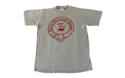 image of Jerzees x Made In USA 80's Delco Scottish Game Bagpipe Music Instrument 50/50 Tee, Women's (Size Sm