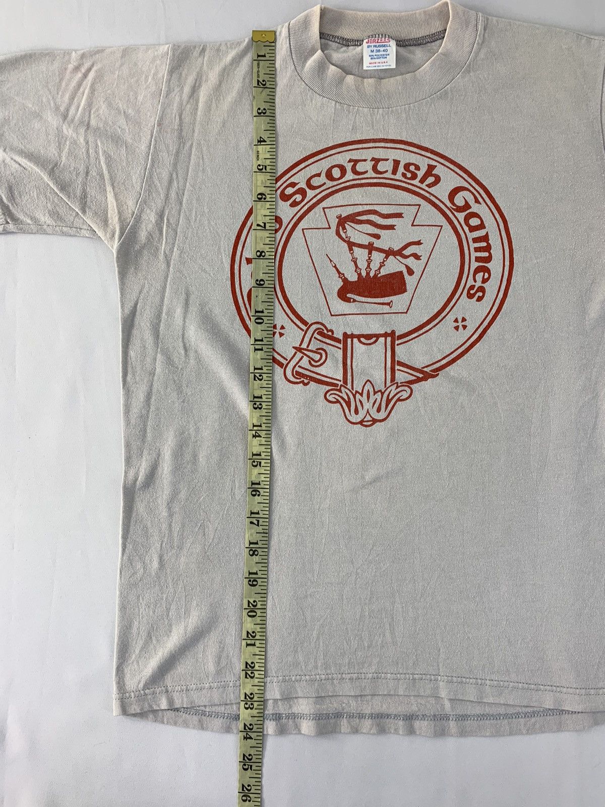 Jerzees 80s Delco Scottish Game Bagpipe Music Instrument 50/50 Tee Size S / US 4 / IT 40 - 7 Thumbnail