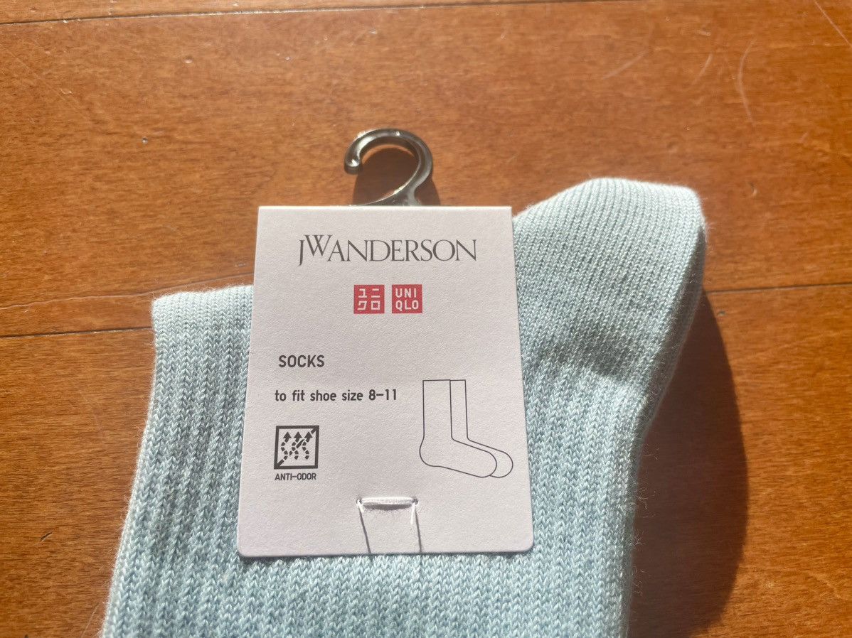 JW Anderson × Uniqlo UNC Blue Grey Layered Socks Dress Crew Cotton Logo Ribbed Size ONE SIZE - 6 Thumbnail