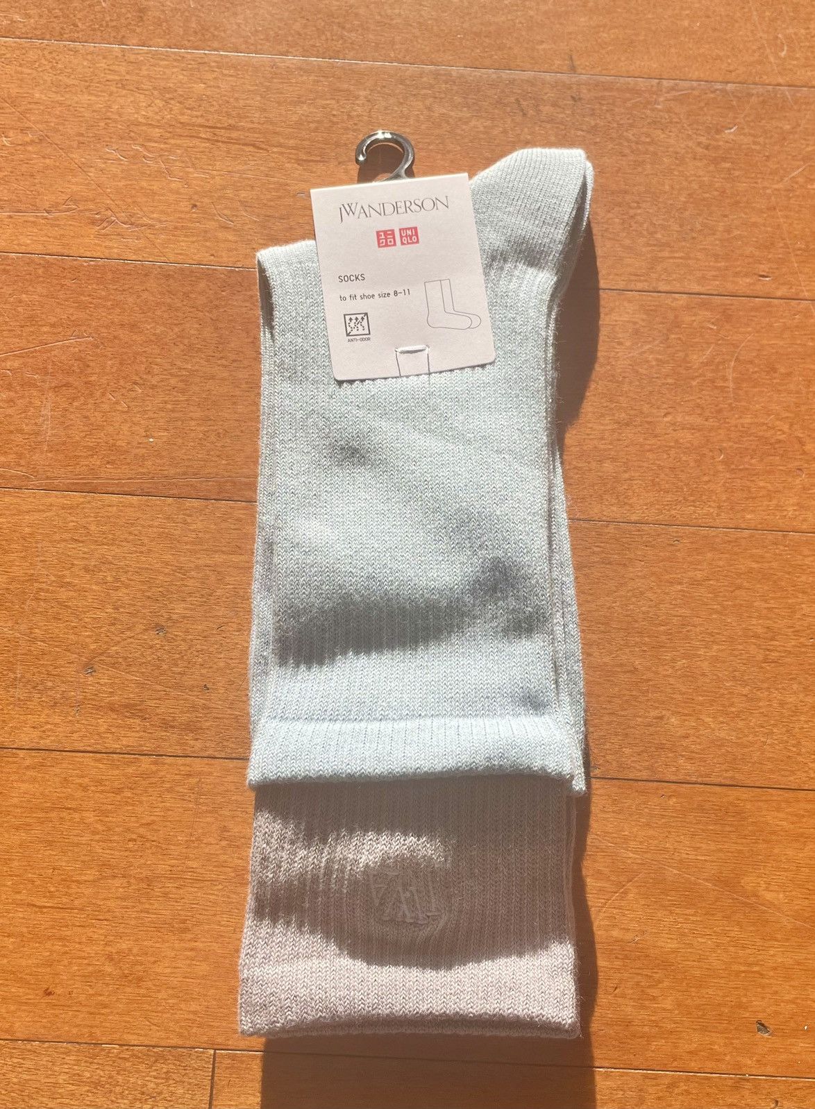 JW Anderson × Uniqlo UNC Blue Grey Layered Socks Dress Crew Cotton Logo Ribbed Size ONE SIZE - 15 Thumbnail