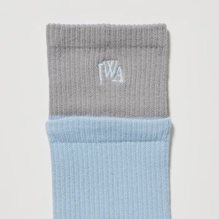 JW Anderson × Uniqlo UNC Blue Grey Layered Socks Dress Crew Cotton Logo Ribbed Size ONE SIZE - 4 Thumbnail