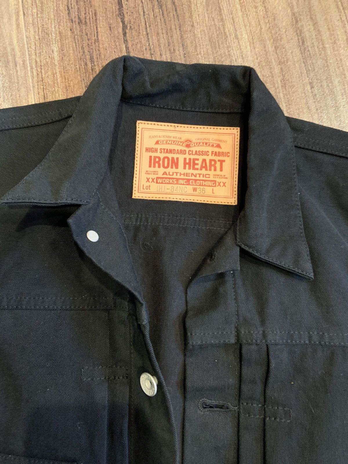 Iron Heart IHJ-84-BLK - 12oz Selvedge Chino Type II Jacket – Black Size US S / EU 44-46 / 1 - 3 Thumbnail