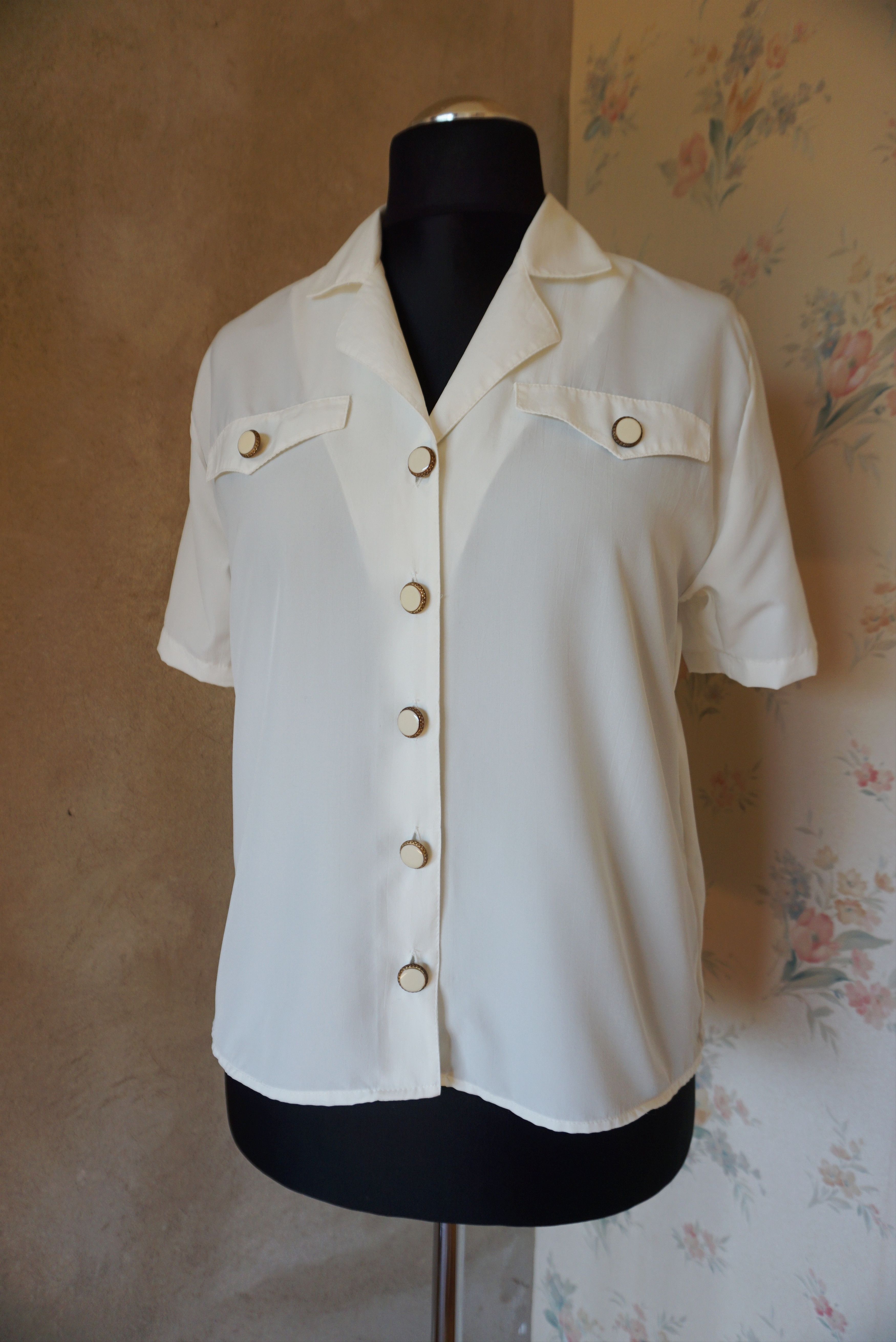 Designer Elsie Whiteley true vintage 80s 90s blouse 40 L 10 top shirt Size L / US 10 / IT 46 - 13 Thumbnail