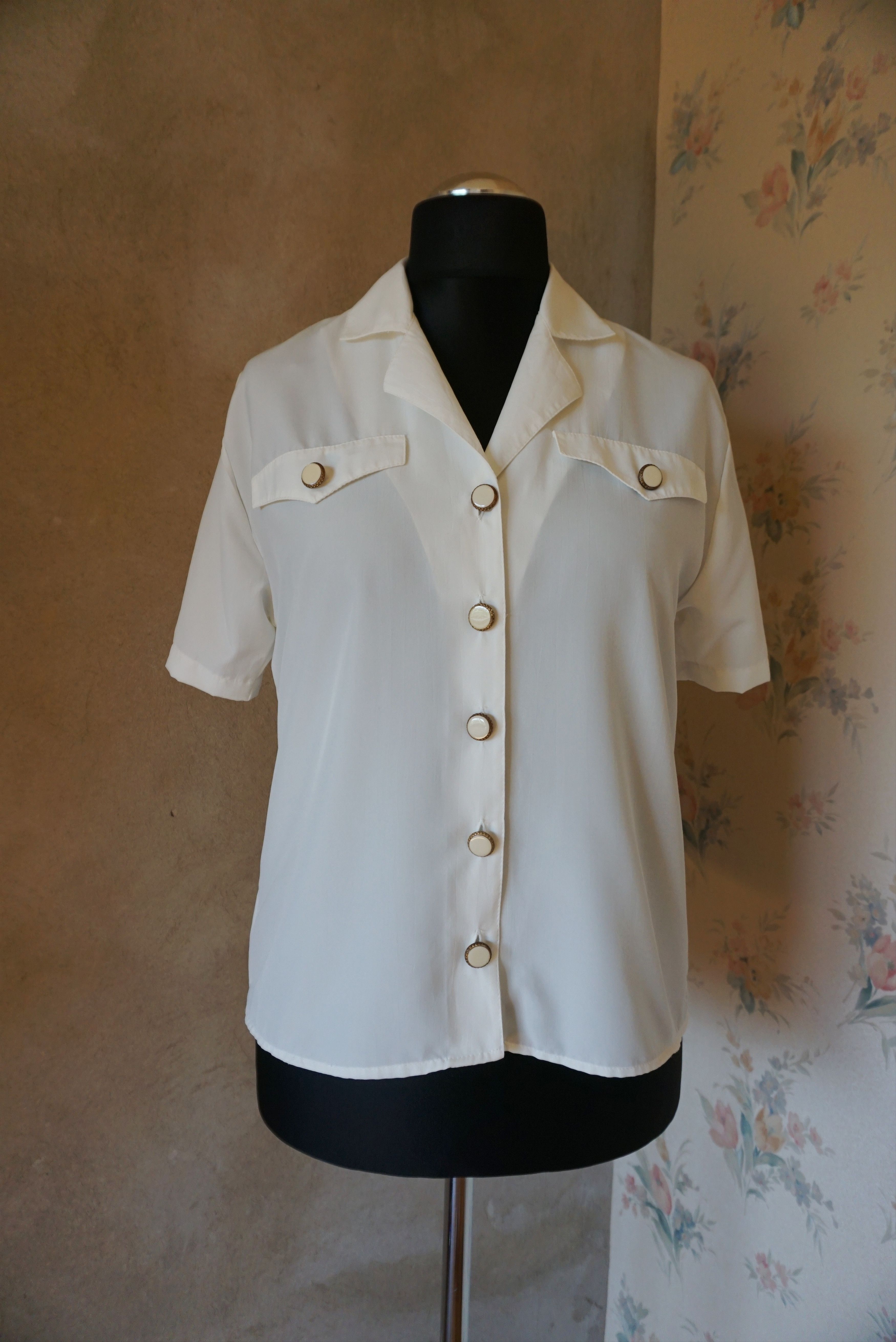 Designer Elsie Whiteley true vintage 80s 90s blouse 40 L 10 top shirt Size L / US 10 / IT 46 - 3 Thumbnail