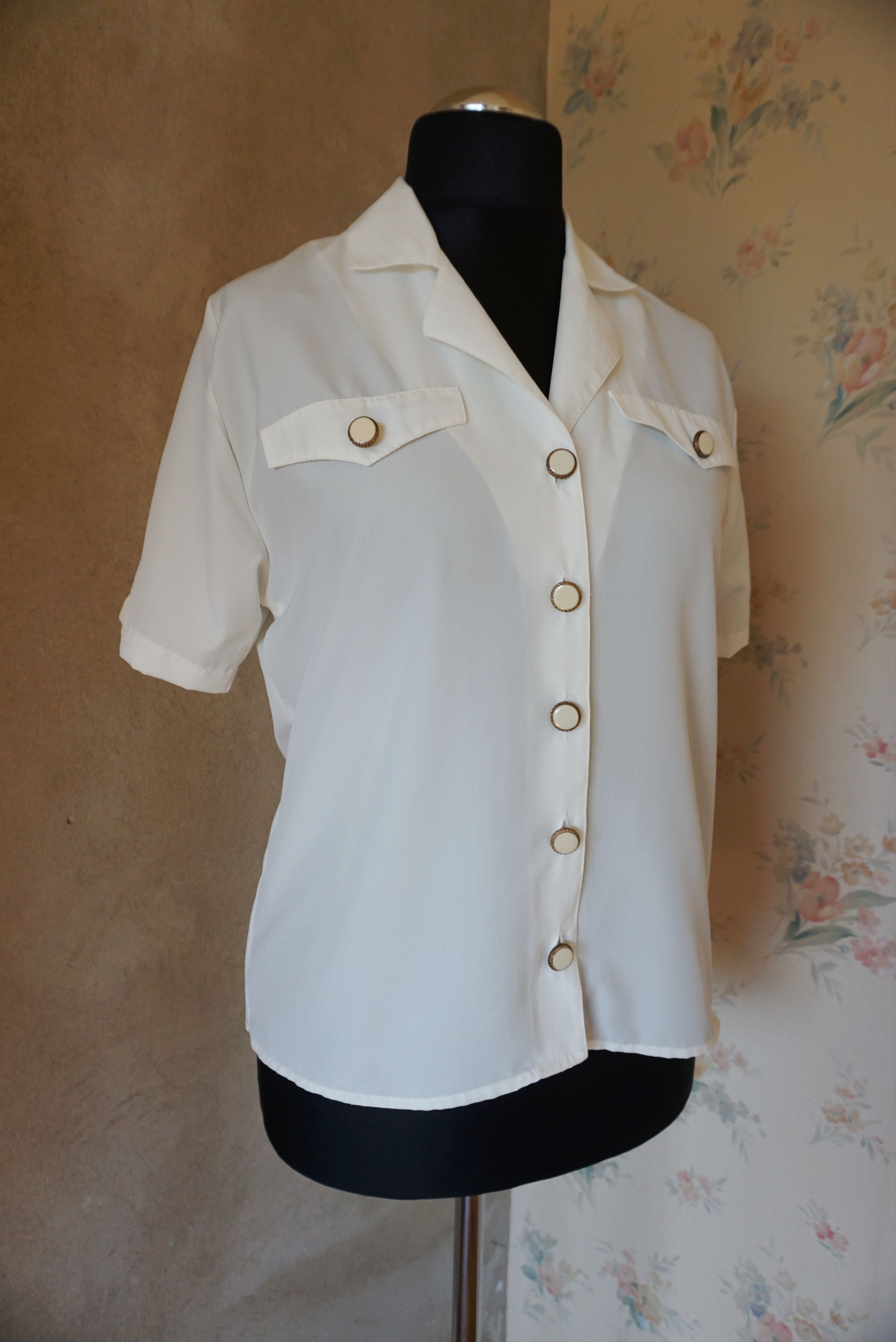 Designer Elsie Whiteley true vintage 80s 90s blouse 40 L 10 top shirt Size L / US 10 / IT 46 - 10 Thumbnail