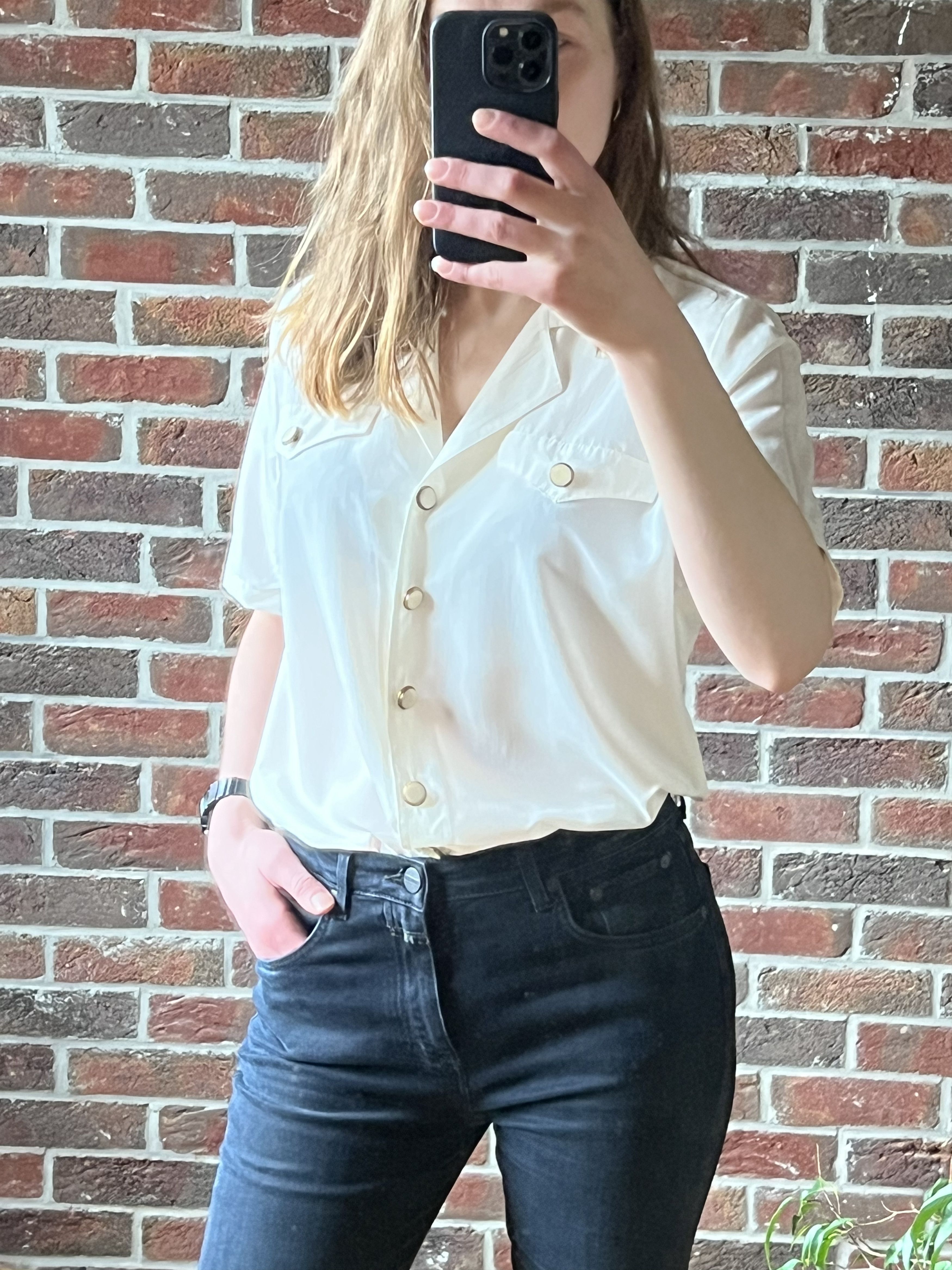 Designer Elsie Whiteley true vintage 80s 90s blouse 40 L 10 top shirt Size L / US 10 / IT 46 - 9 Thumbnail