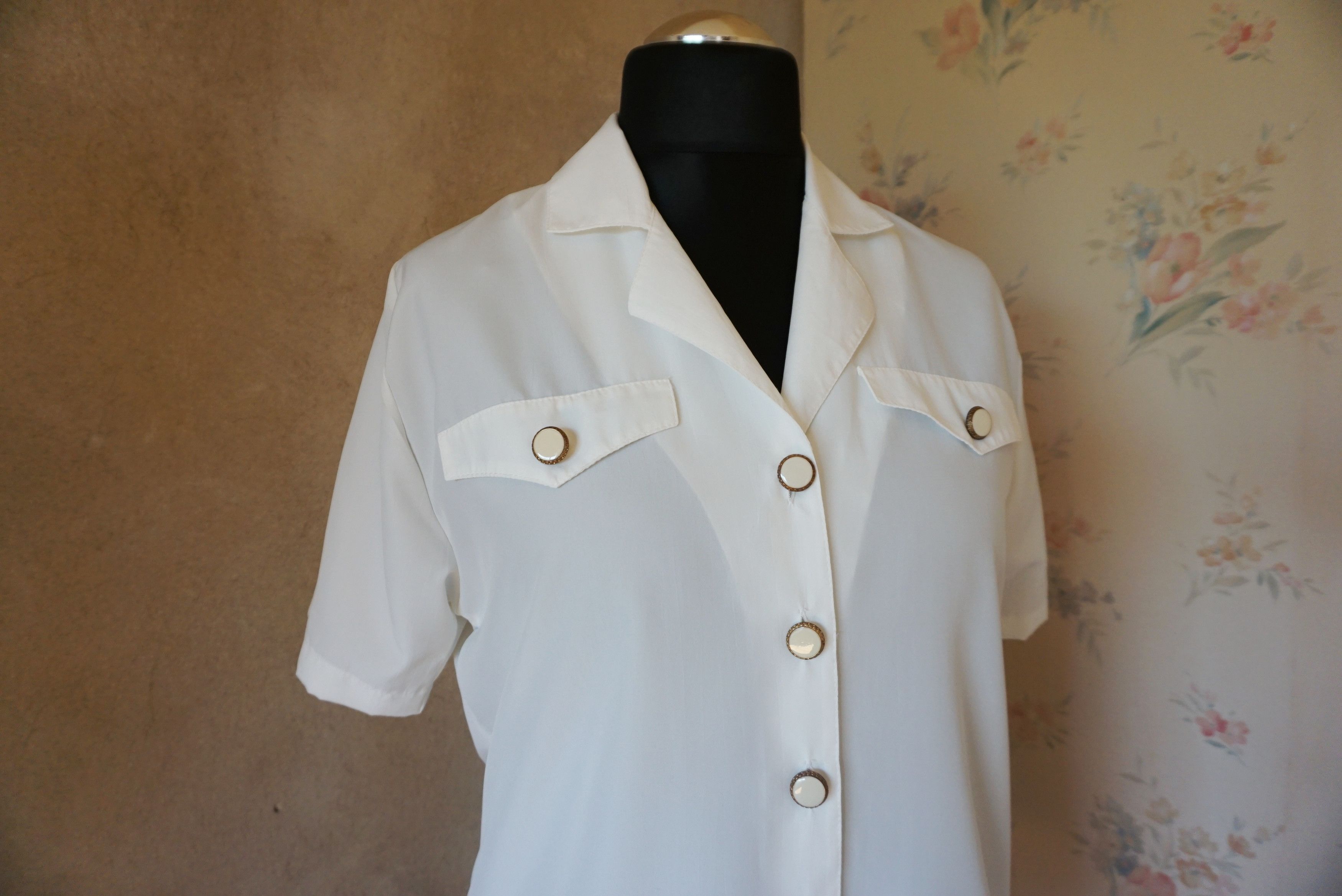 Designer Elsie Whiteley true vintage 80s 90s blouse 40 L 10 top shirt Size L / US 10 / IT 46 - 12 Thumbnail