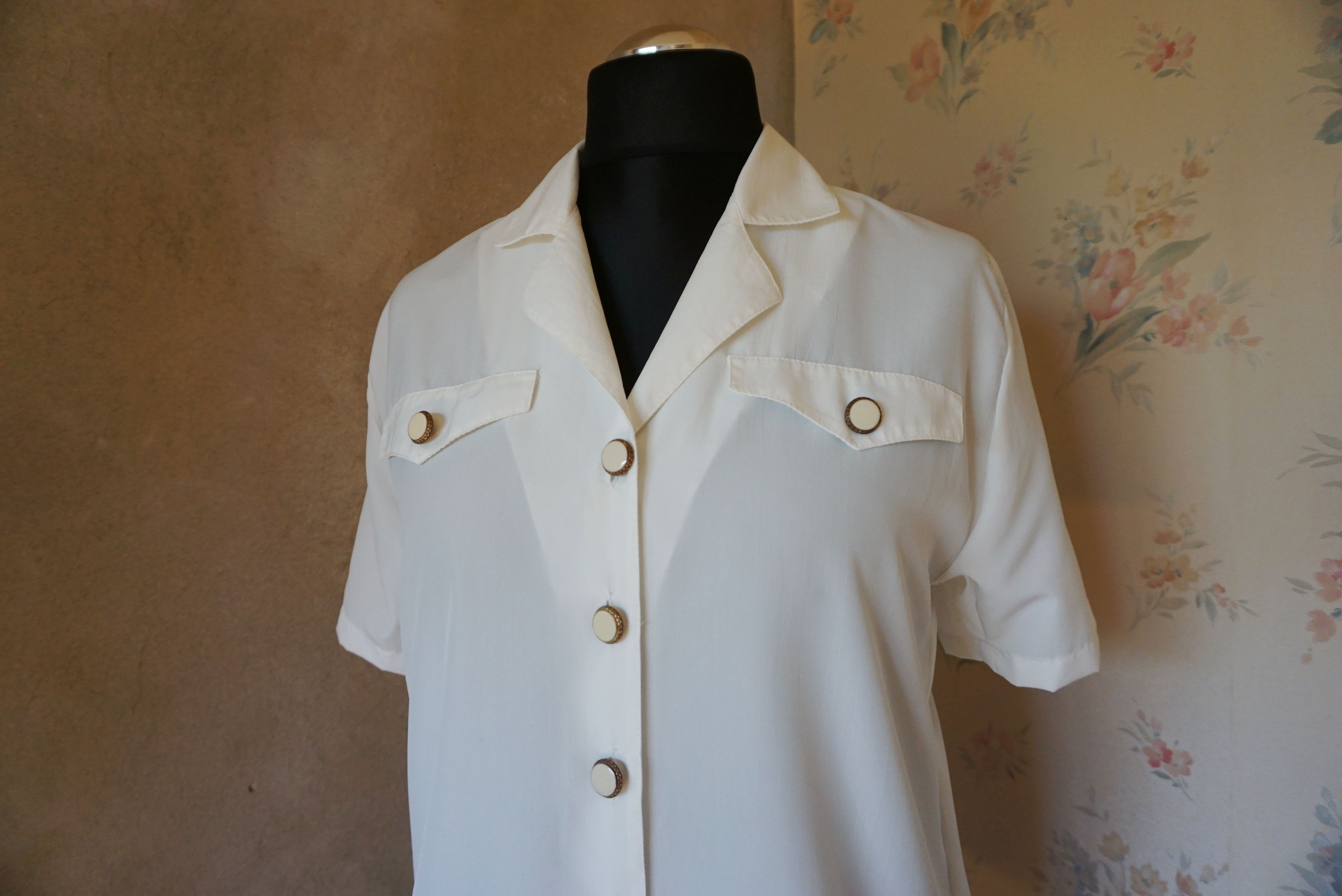 Designer Elsie Whiteley true vintage 80s 90s blouse 40 L 10 top shirt Size L / US 10 / IT 46 - 14 Thumbnail