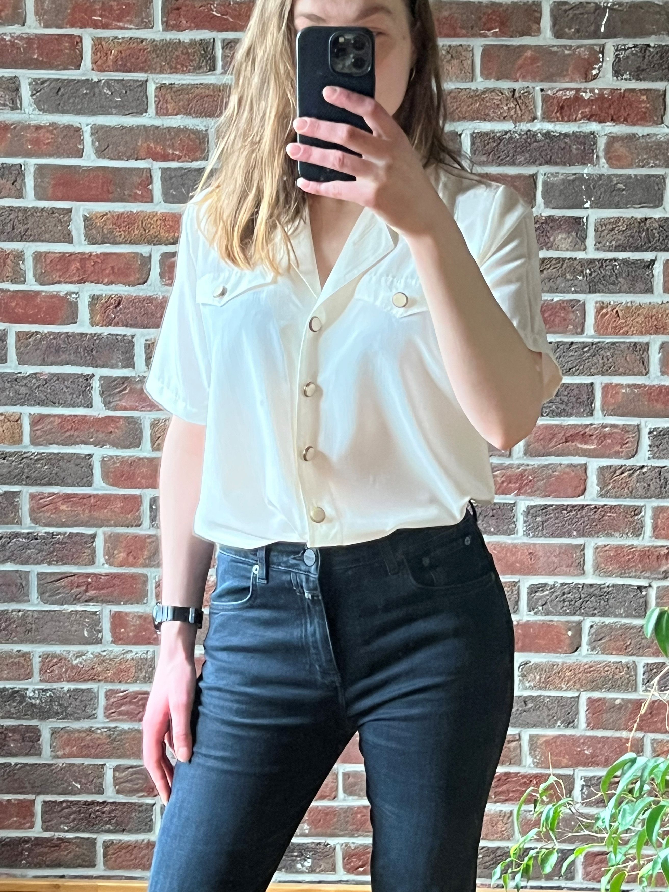 Designer Elsie Whiteley true vintage 80s 90s blouse 40 L 10 top shirt Size L / US 10 / IT 46 - 1 Thumbnail