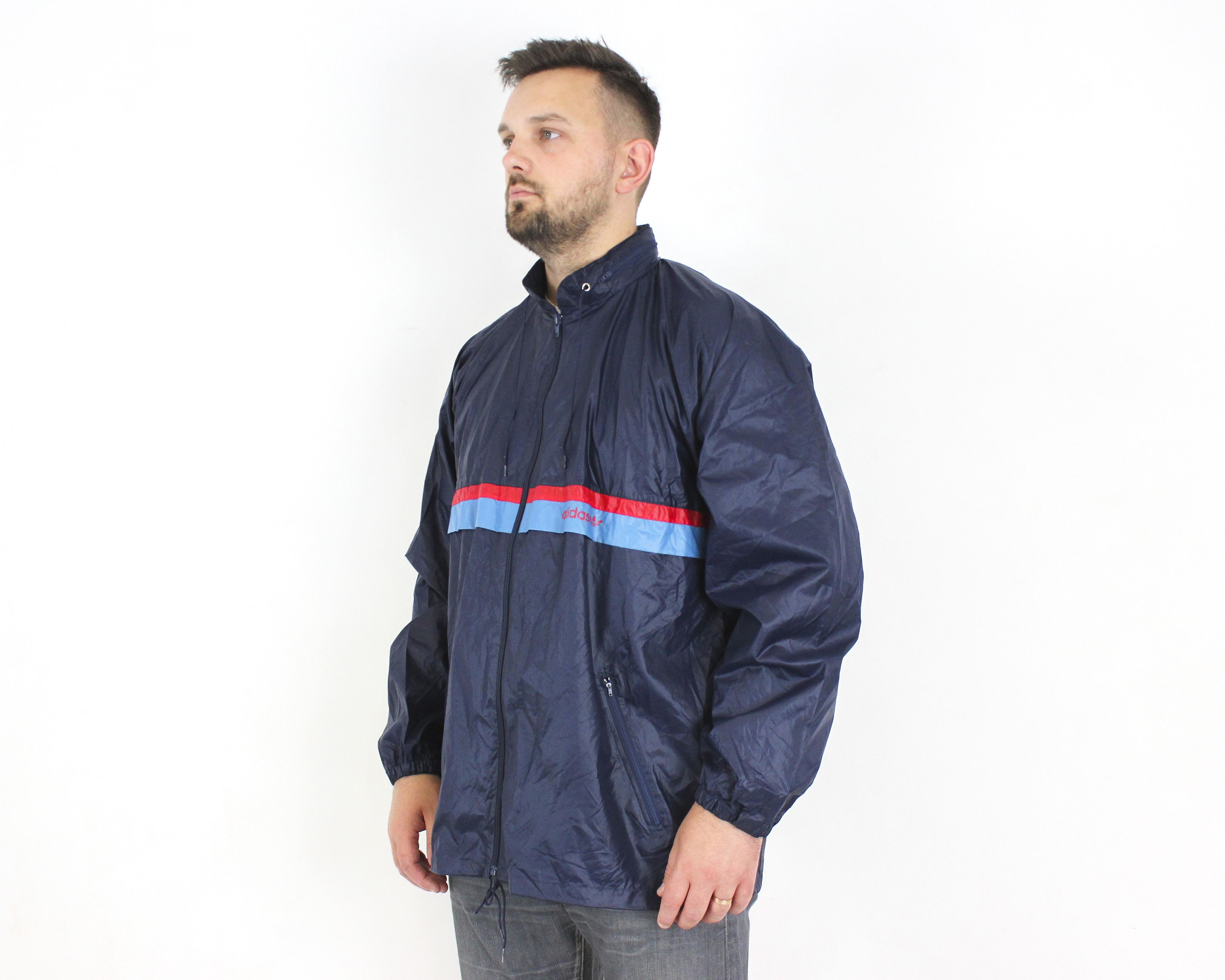 Adidas Mens XL Packable 80s Nylon Track Jacket Hooded UK 44 Sport Size US XL / EU 56 / 4 - 3 Thumbnail