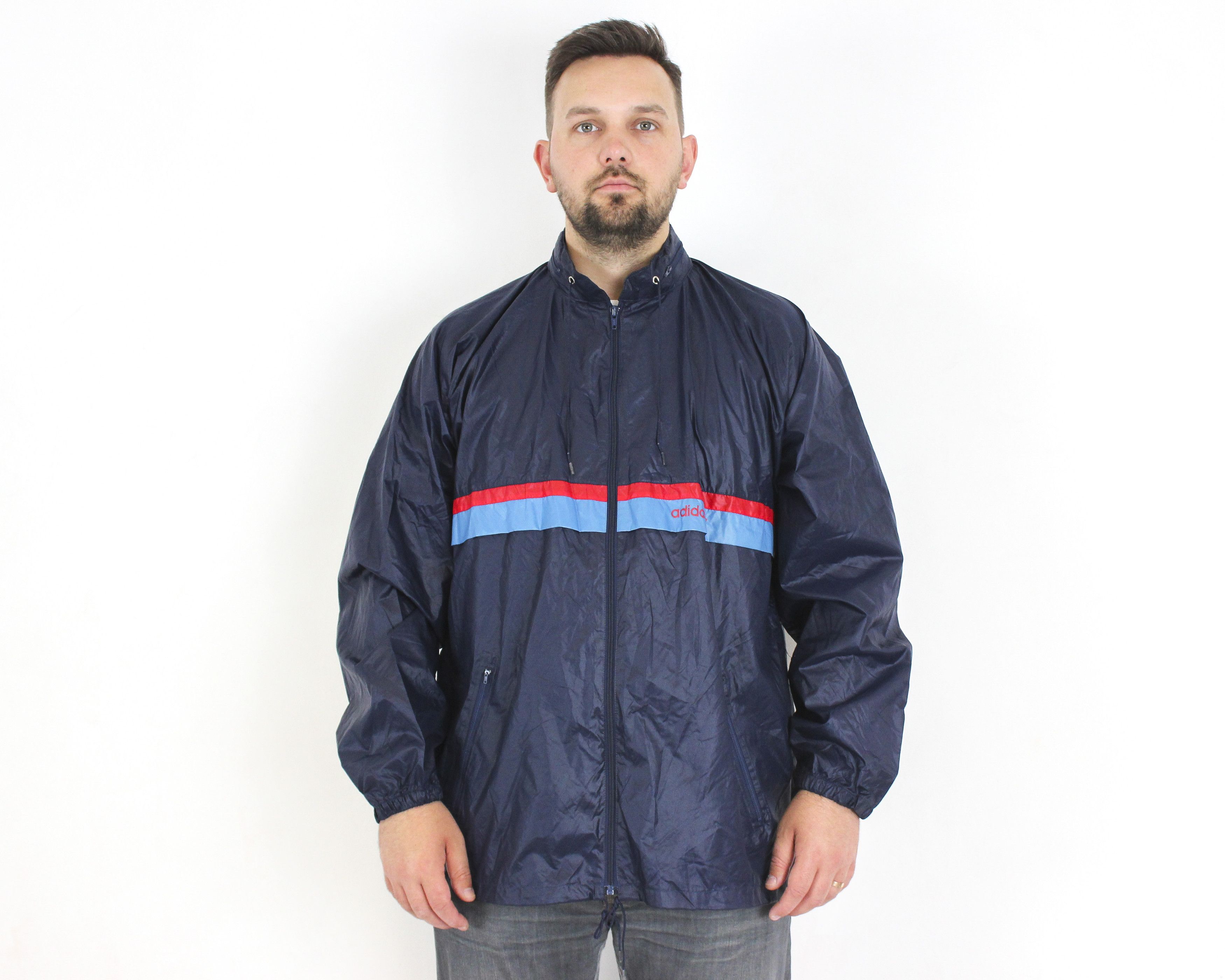 Adidas Mens XL Packable 80s Nylon Track Jacket Hooded UK 44 Sport Size US XL / EU 56 / 4 - 1 Thumbnail
