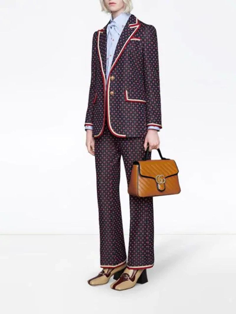 image of Gucci Geometric G Iconic Flared Pants in Dark Navy, Women's (Size 26)