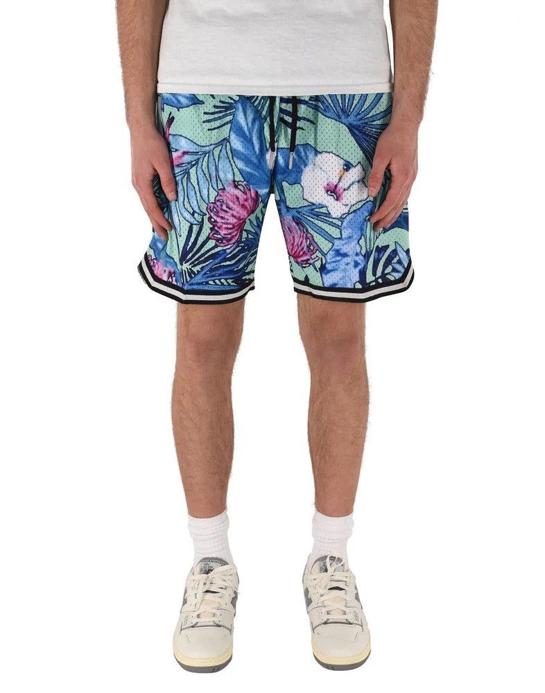 Vintage Floral Basketball Shorts Green Xxl Size US 36 / EU 52 - 3 Thumbnail