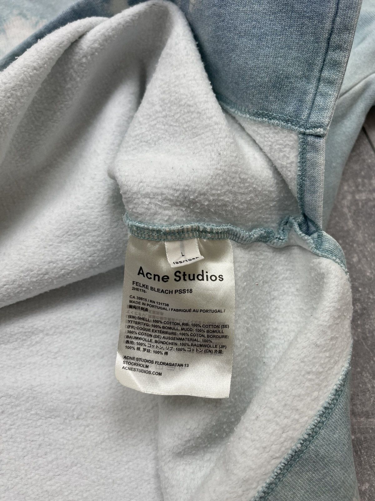 Acne Studios Acne Studios Felke Bleach PSS18 Tie-Dye Blue Sweatshirt Size US L / EU 52-54 / 3 - 20 Thumbnail