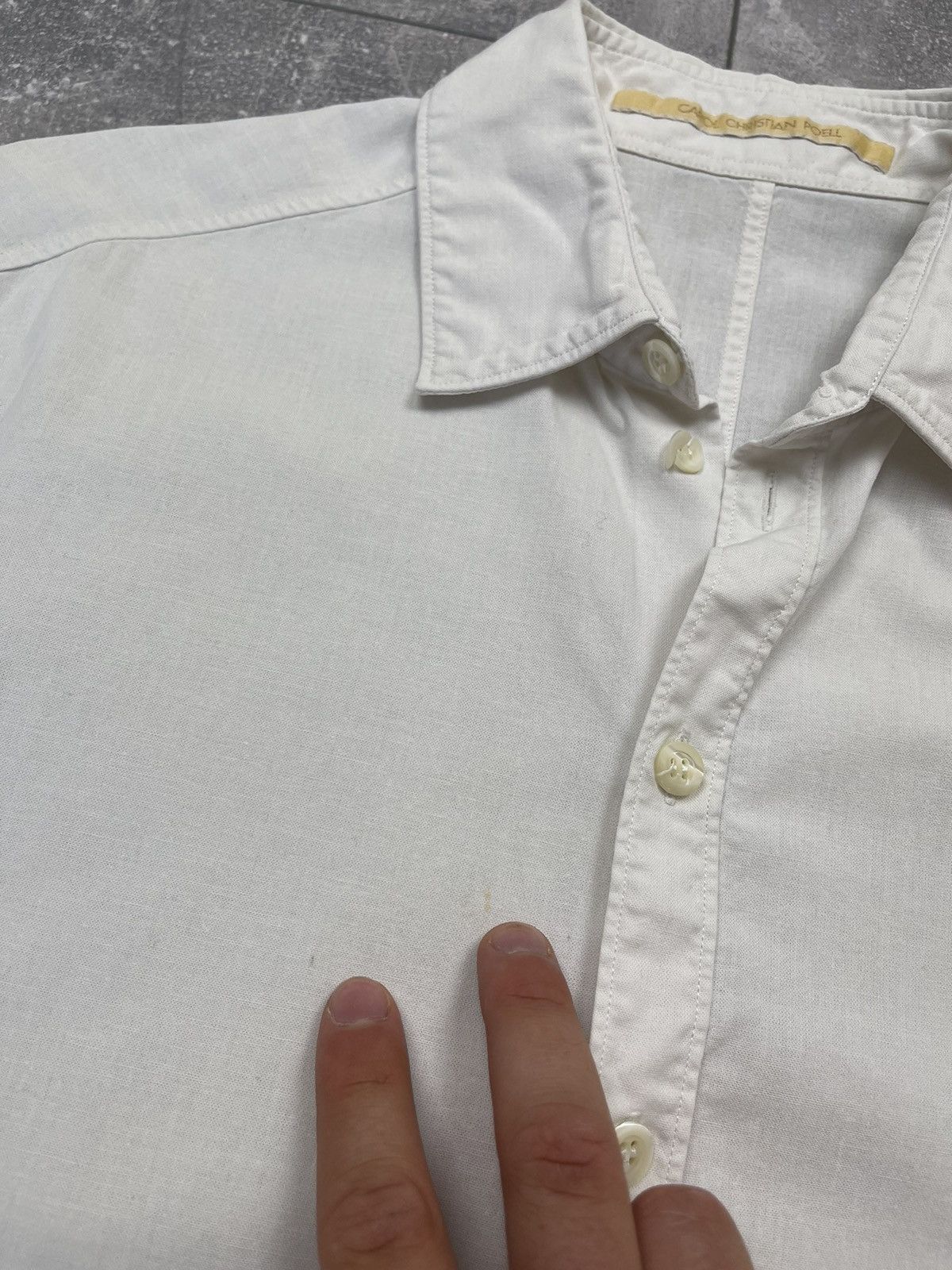 Carol Christian Poell Carol Christian Poell Men's White Cotton Long Sleeve Shirt Size US M / EU 48-50 / 2 - 23 Thumbnail