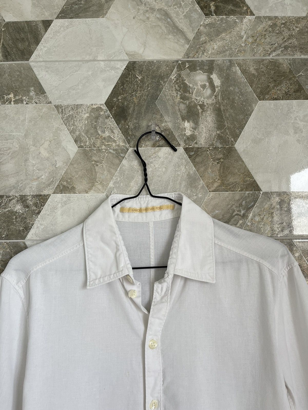 Carol Christian Poell Carol Christian Poell Men's White Cotton Long Sleeve Shirt Size US M / EU 48-50 / 2 - 12 Thumbnail