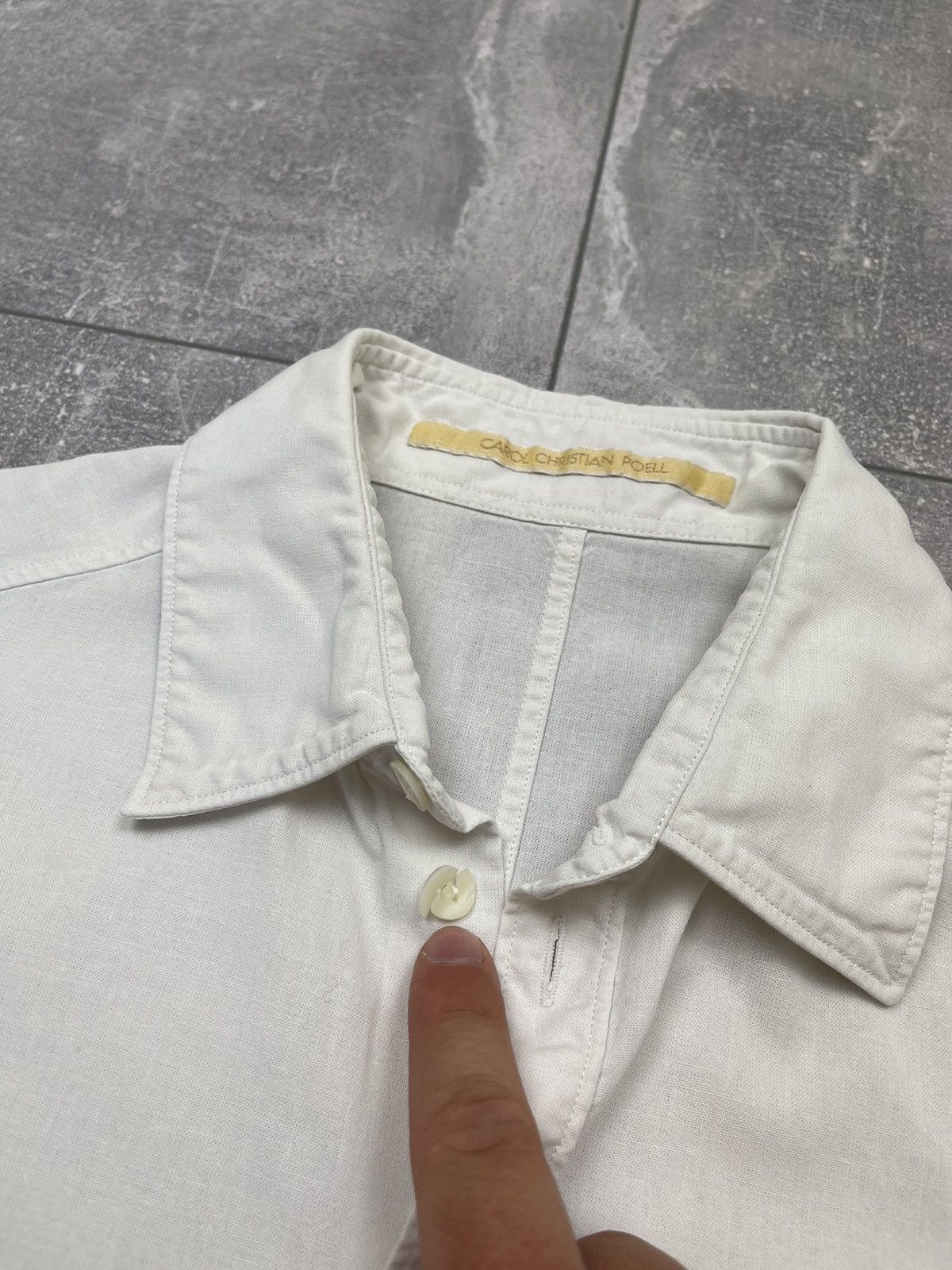 Carol Christian Poell Carol Christian Poell Men's White Cotton Long Sleeve Shirt Size US M / EU 48-50 / 2 - 21 Thumbnail