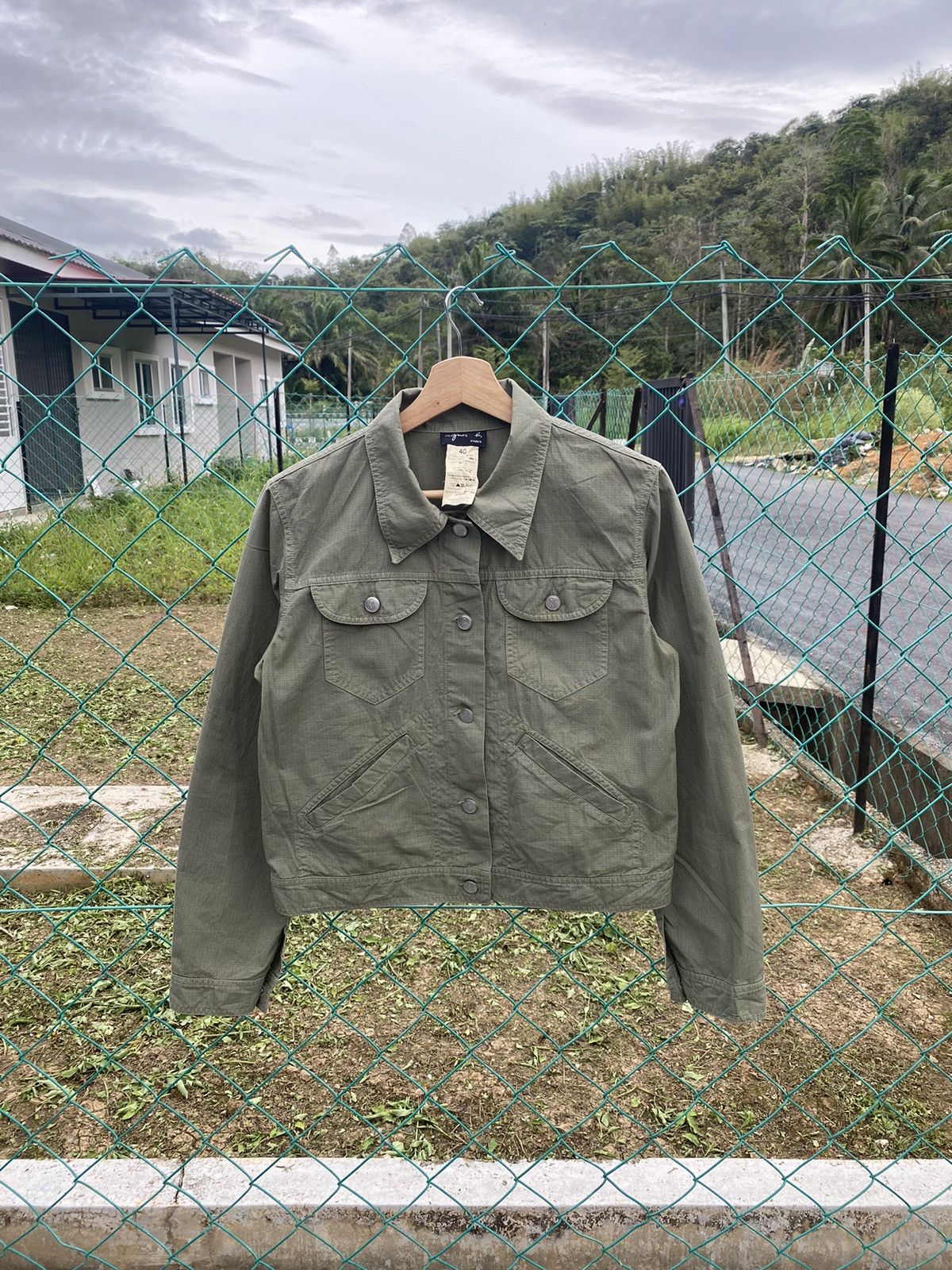image of Steals Agnes B Cropped Jacket in Olive Green, Women's (Size Medium)