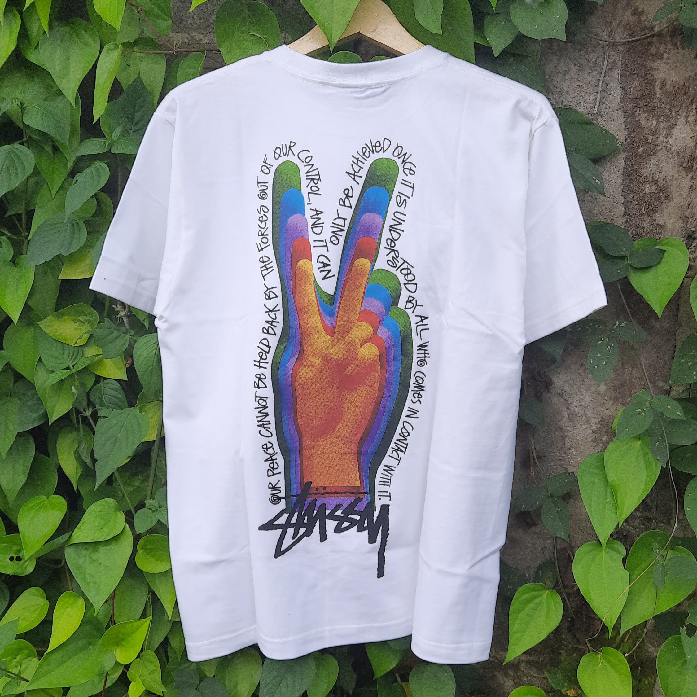 image of Stussy Peace Tshirt in White, Men's (Size Medium)