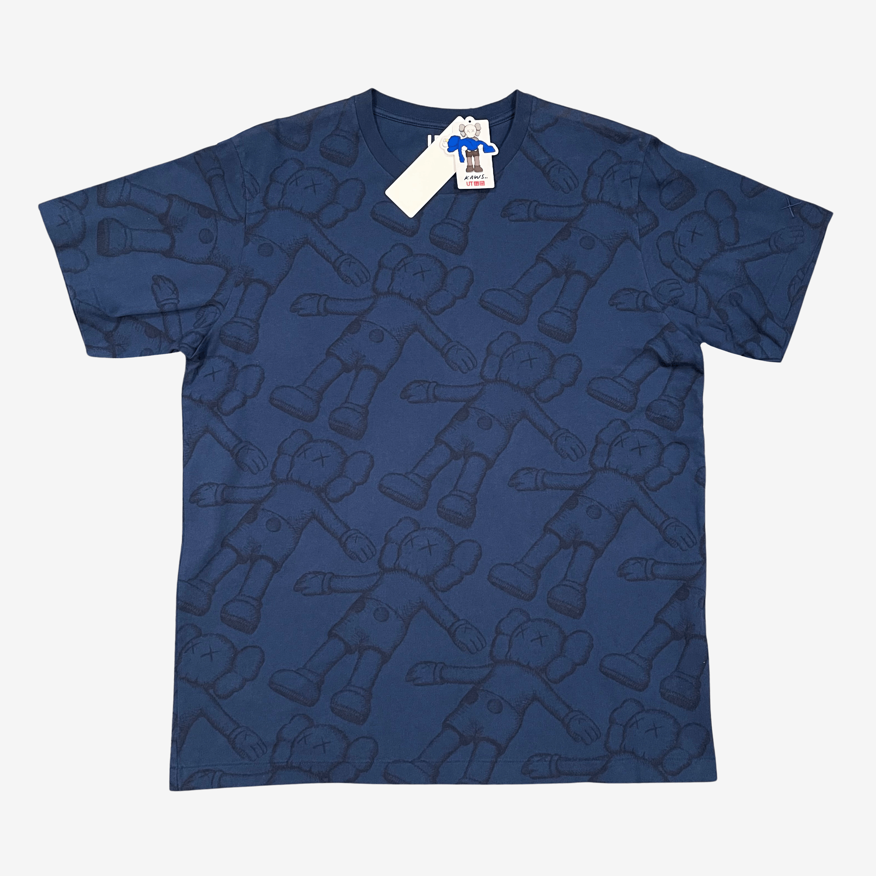 image of Kaws x Uniqlo Navy All Over Holiday Print Tee, Men's (Size 2XL)