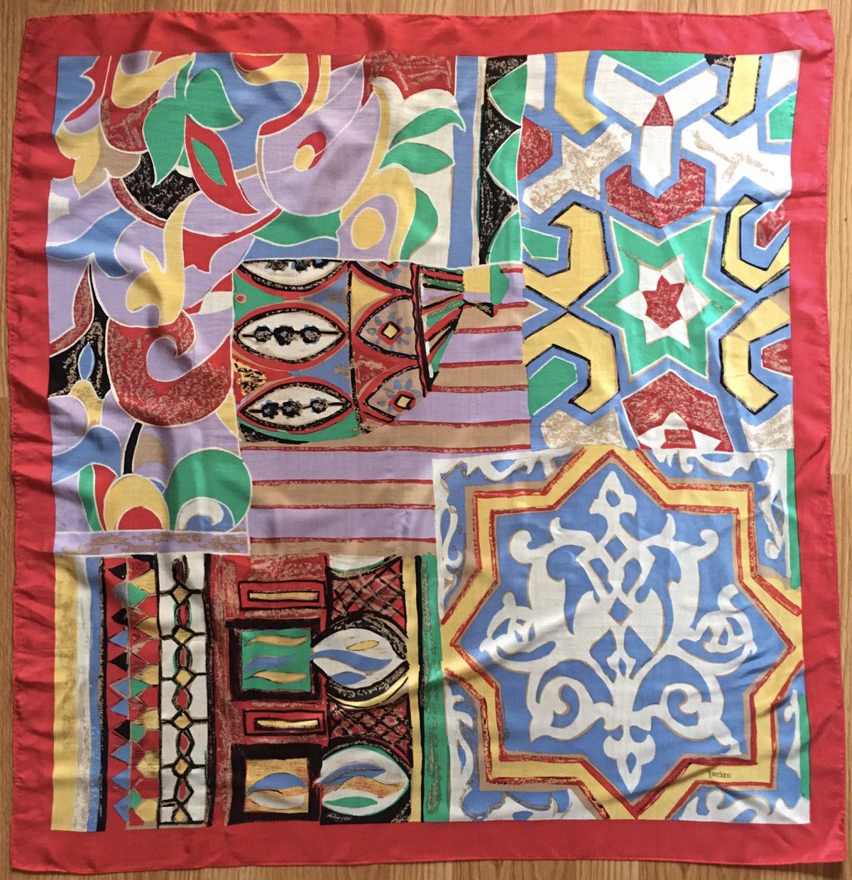 LOREDANO Foulard soie TBEG vintage Scarf 87x87 cm