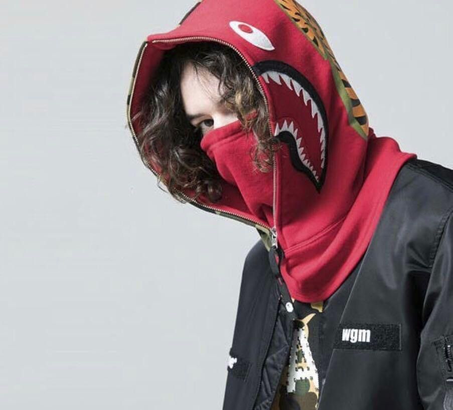 Bape Bape Color Camo Shark Face Mask Red Size ONE SIZE - 10 Thumbnail