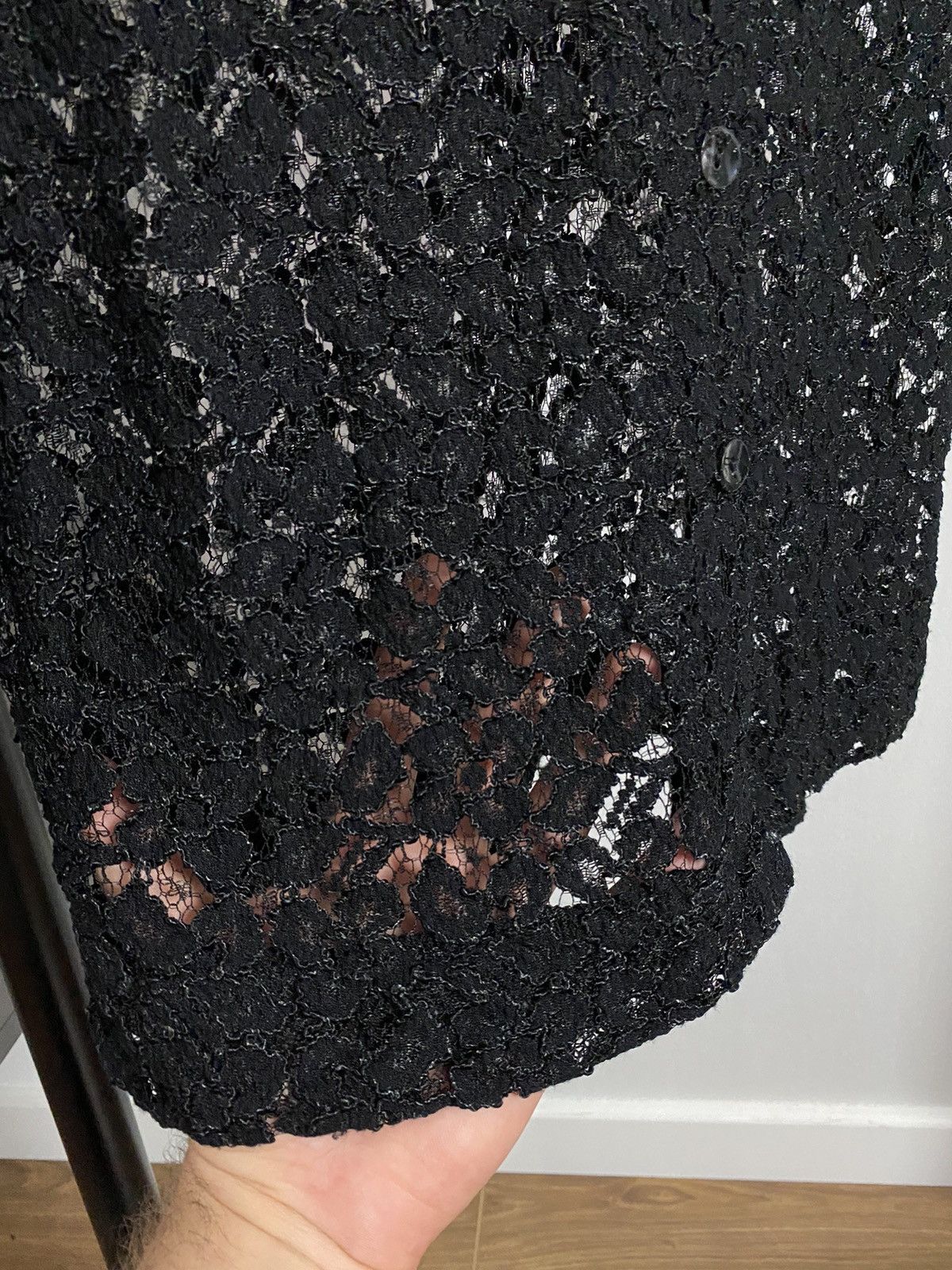 Japanese Brand × Vintage Vintage Black Mesh Long Sleeve Button Shirt Size US M / EU 48-50 / 2 - 5 Thumbnail