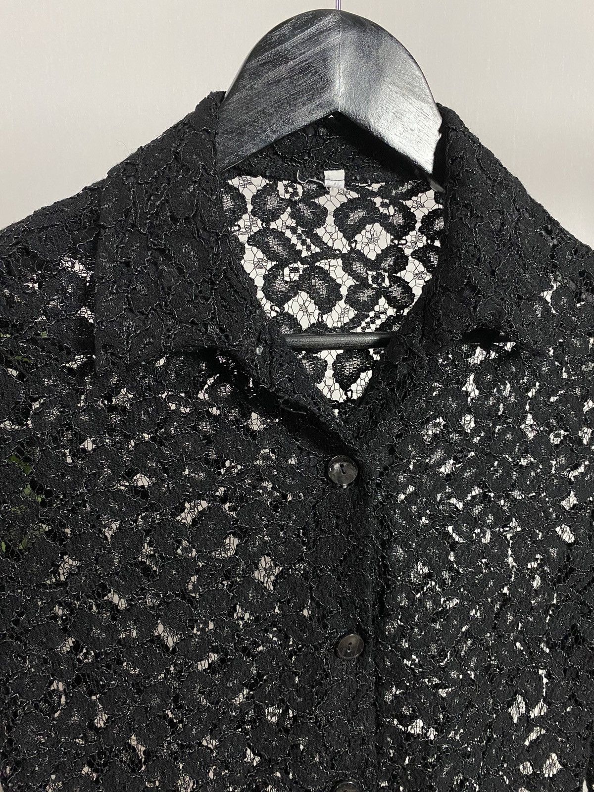 Japanese Brand × Vintage Vintage Black Mesh Long Sleeve Button Shirt Size US M / EU 48-50 / 2 - 3 Thumbnail