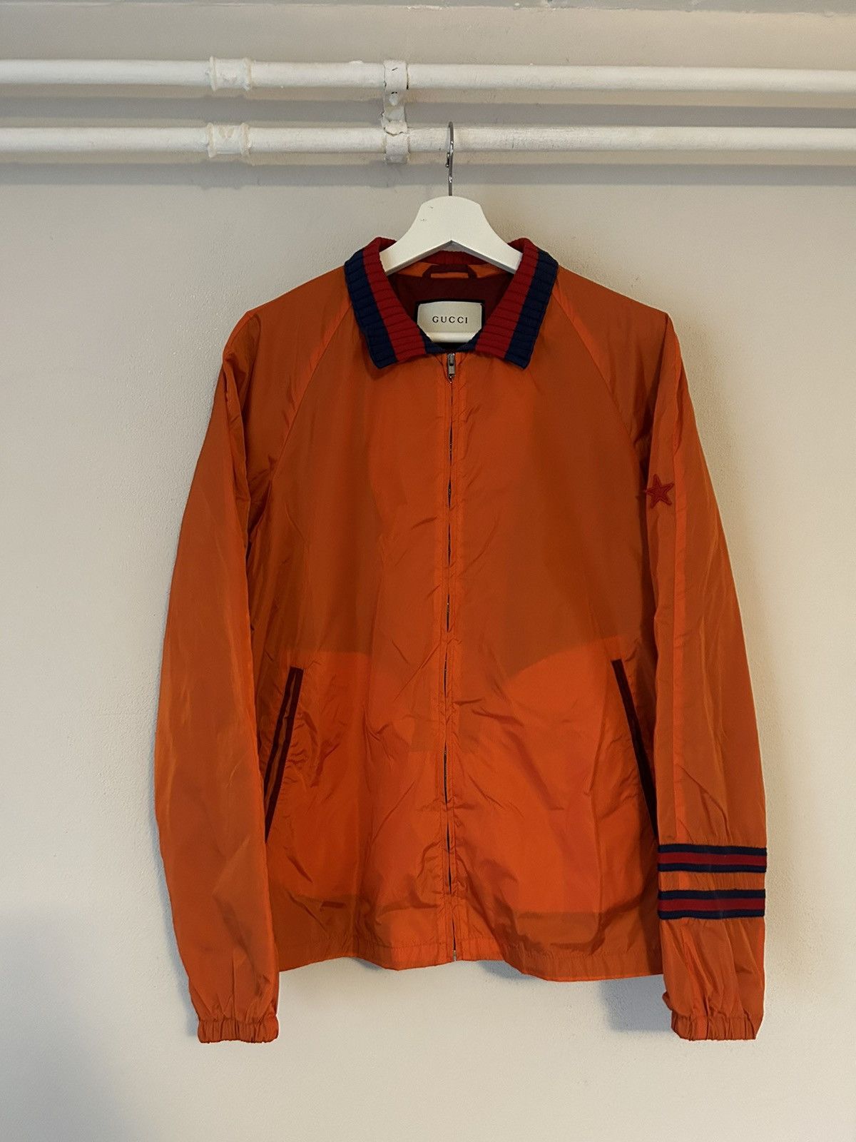 image of Gucci Orange Nylon Jacket, Men's (Size Small)