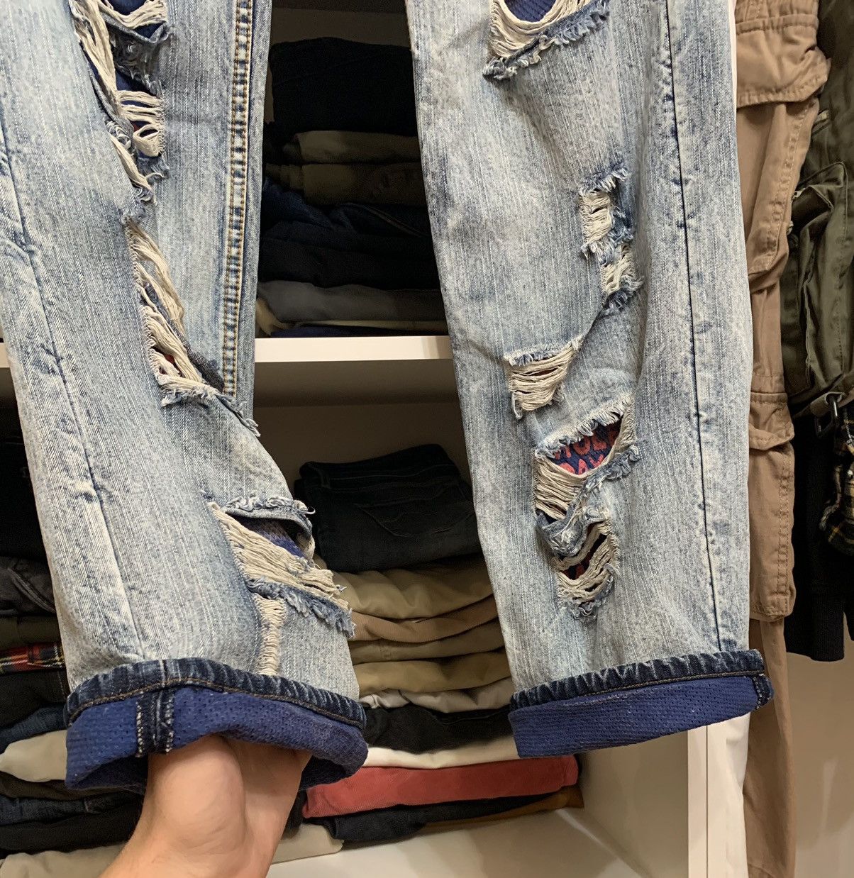 Japanese Brand Tough Jeansmith Distressed Denim Jeans Size US 33 - 17 Thumbnail