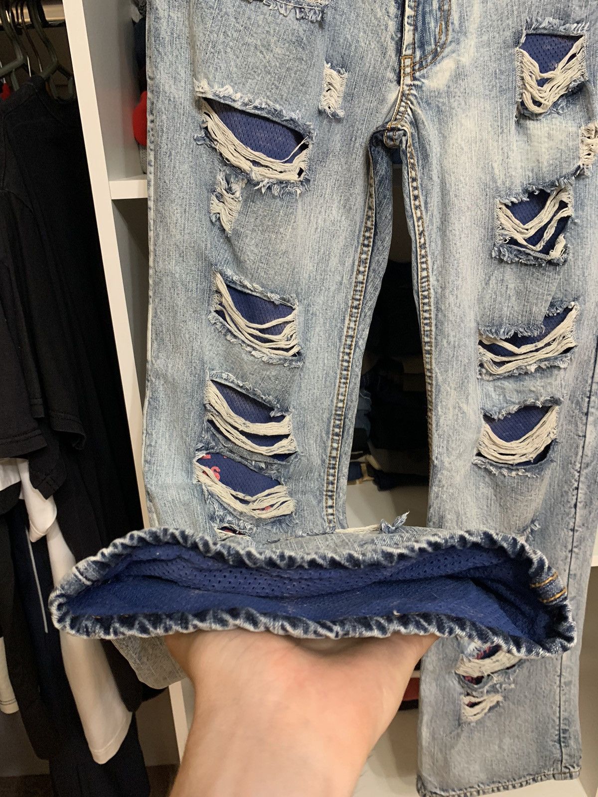 Japanese Brand Tough Jeansmith Distressed Denim Jeans Size US 33 - 15 Thumbnail