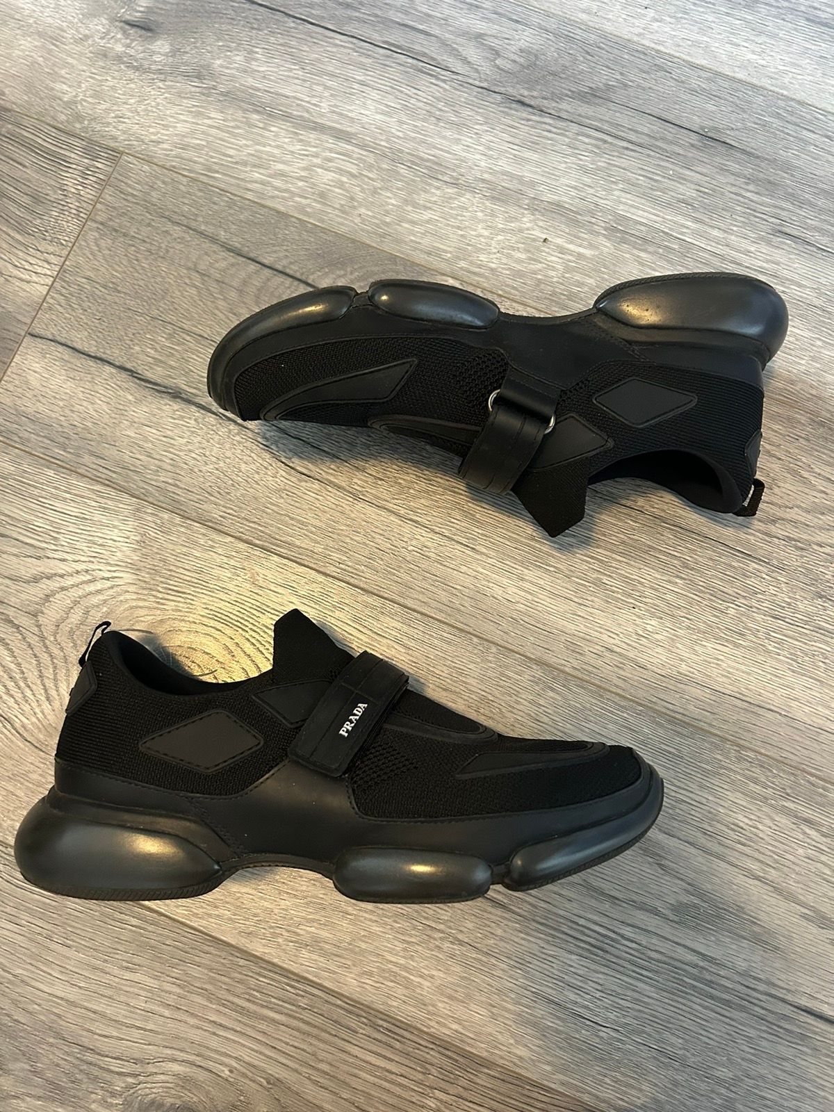 Pre-owned Prada Cloudbust Velcro Strap Sneaker In Black