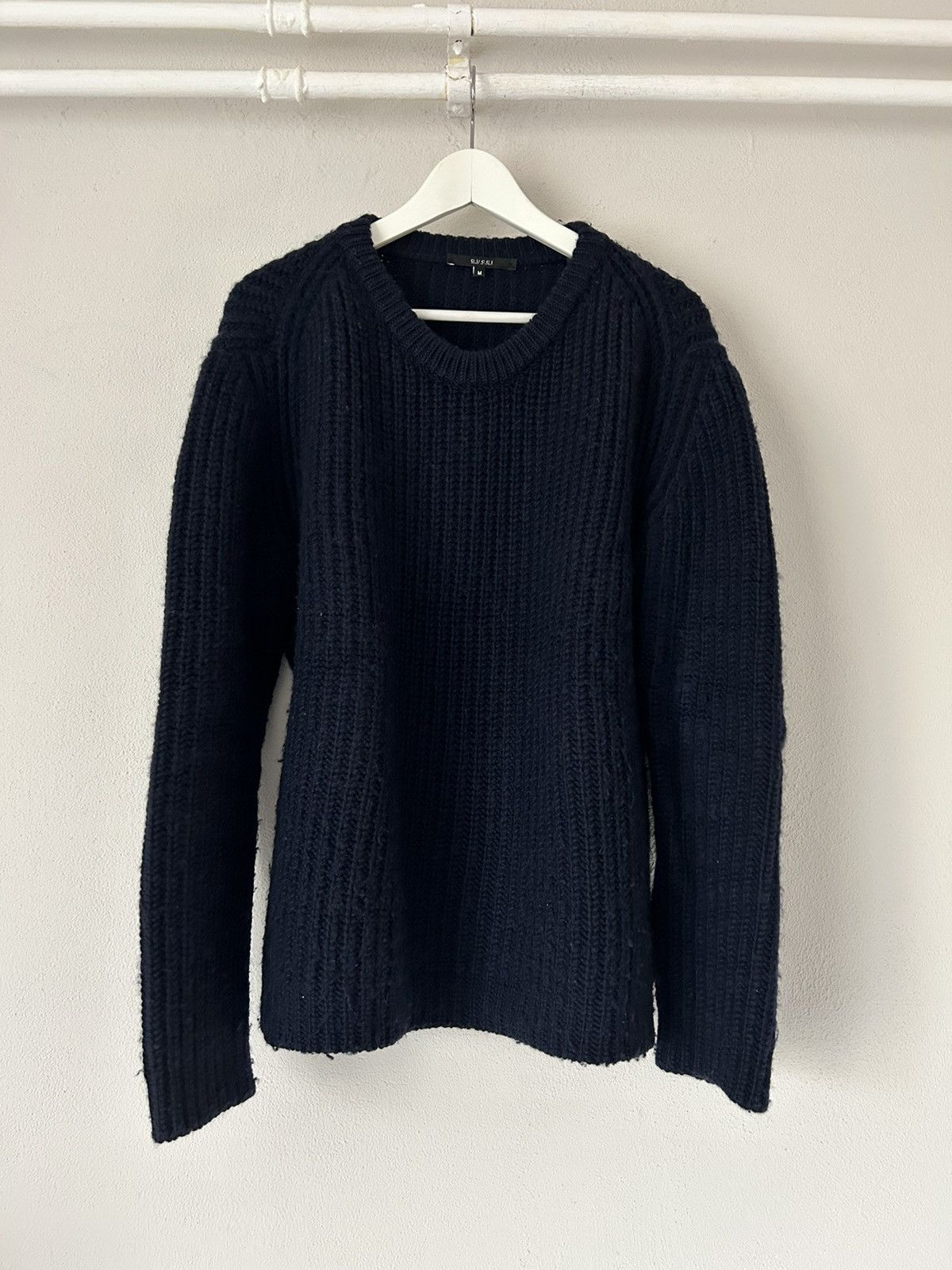 Gucci Navy Wool Knit Sweater Size US M / EU 48-50 / 2 - 1 Thumbnail