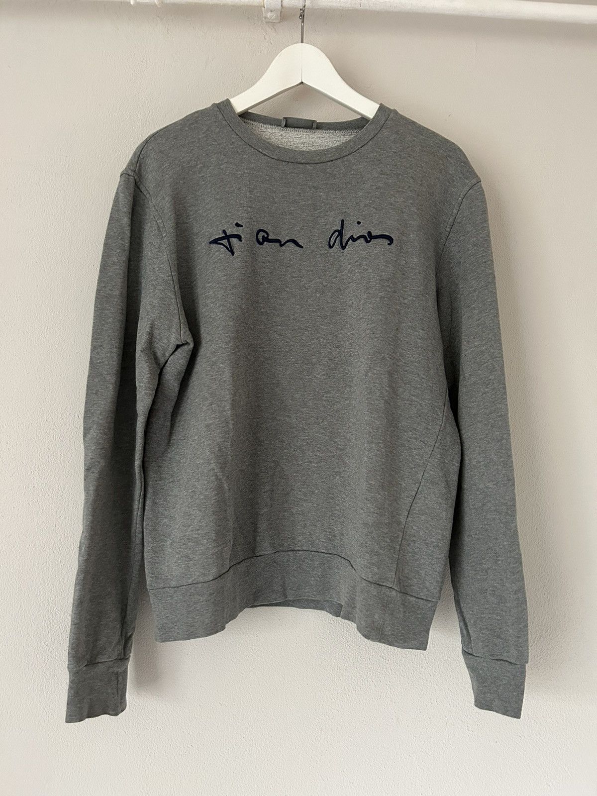 image of Dior x Kris Van Assche "i Am Dior" Sweatshirt Embroidered in Grey, Men's (Size Small)