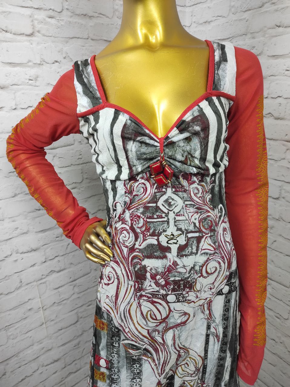 Vintage Save the Queen Burnt Tribal Mesh Gathered Boho Dress Size M Size M / US 6-8 / IT 42-44 - 2 Thumbnail