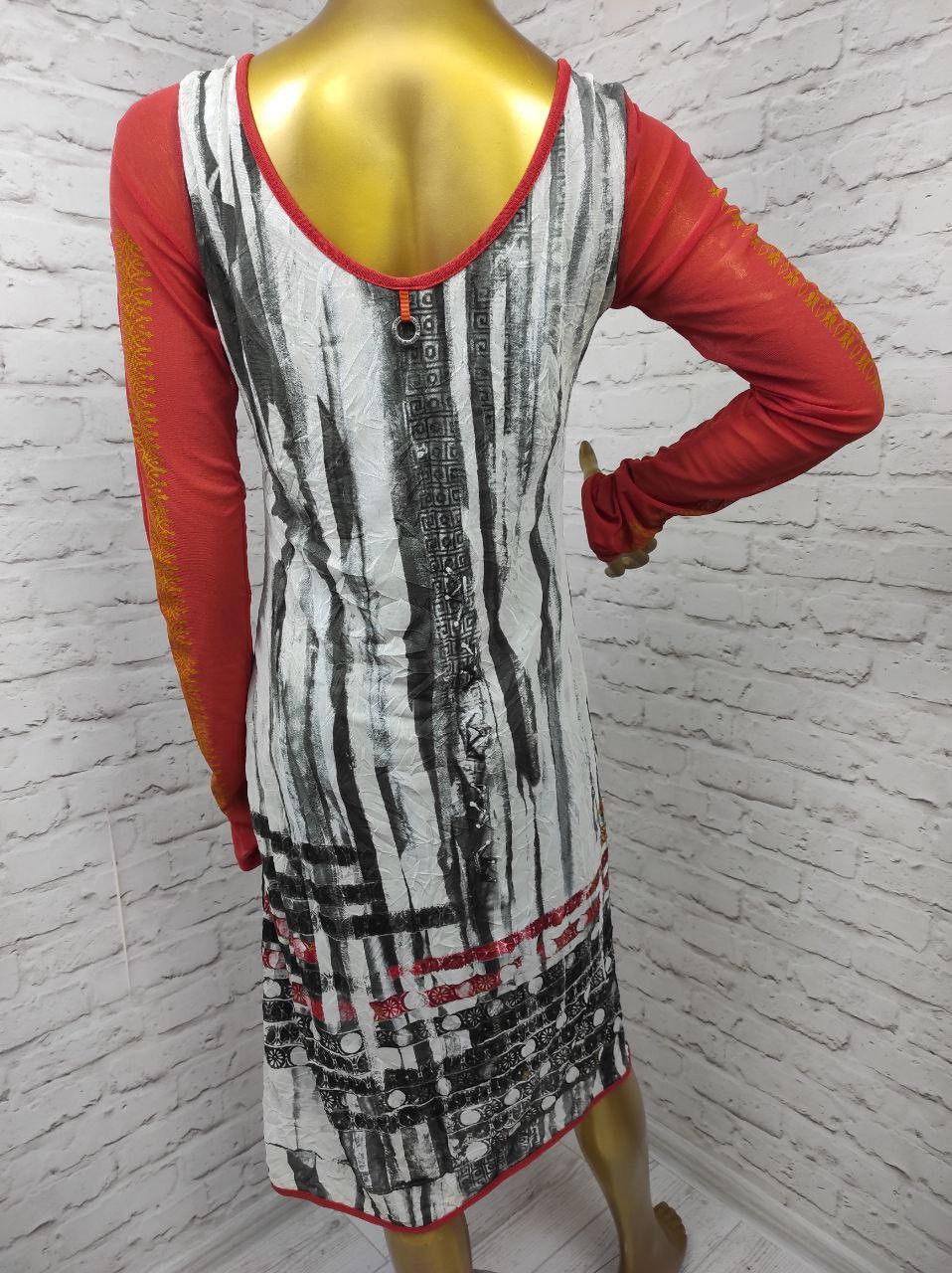 Vintage Save the Queen Burnt Tribal Mesh Gathered Boho Dress Size M Size M / US 6-8 / IT 42-44 - 8 Thumbnail