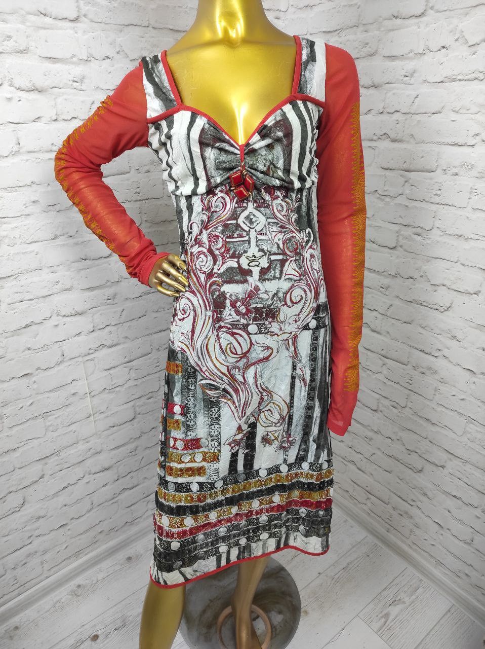 Vintage Save the Queen Burnt Tribal Mesh Gathered Boho Dress Size M Size M / US 6-8 / IT 42-44 - 1 Thumbnail