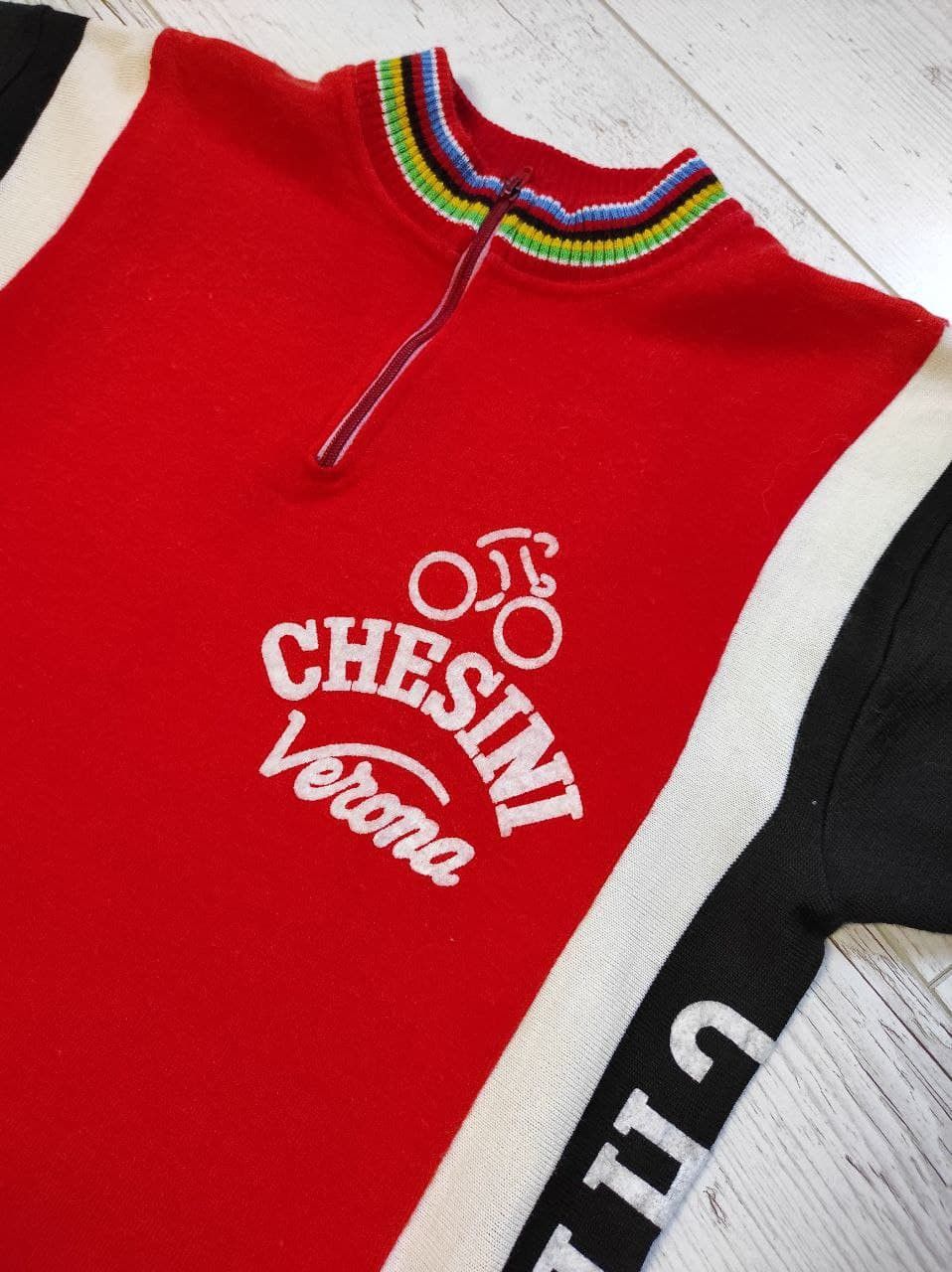 Vintage Chesini Verona Jersey Vintage 80s Trikot Bicycle Size M Size US M / EU 48-50 / 2 - 2 Thumbnail