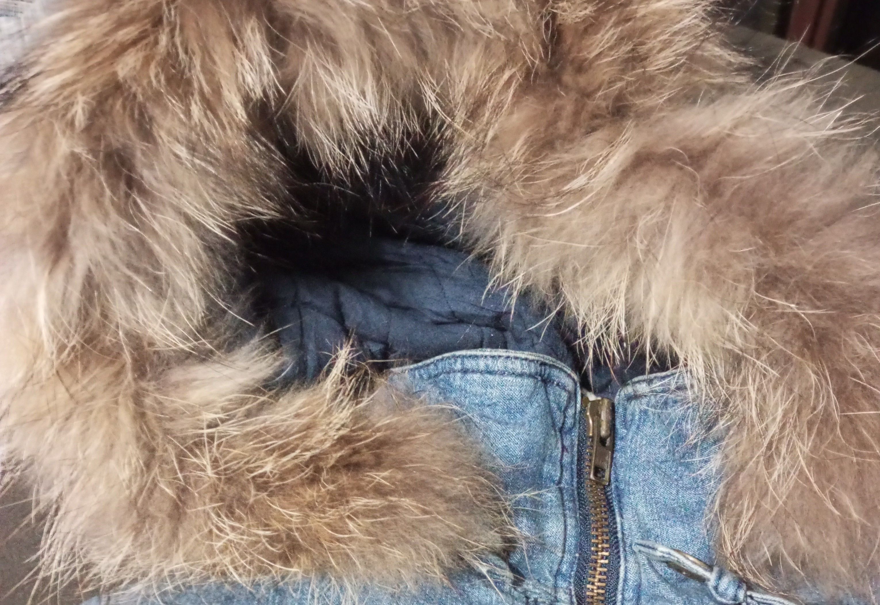 If Six Was Nine Mohair Denim Parka Rabbit Fur Hood Cecil McBee Size M / US 6-8 / IT 42-44 - 3 Thumbnail