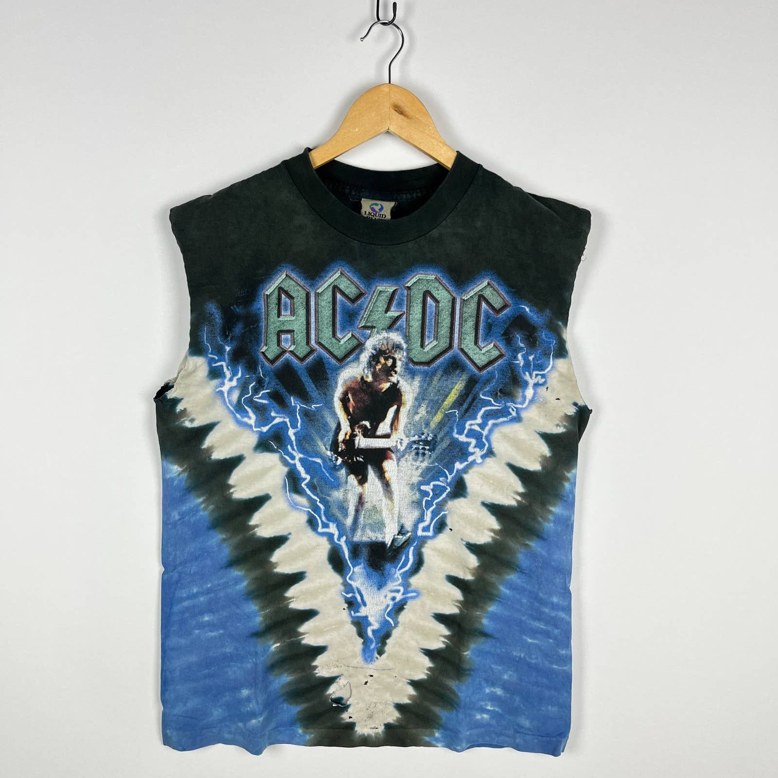 Vintage 90s Liquid Blue ACDC Band Sleeveless Shirt Medium