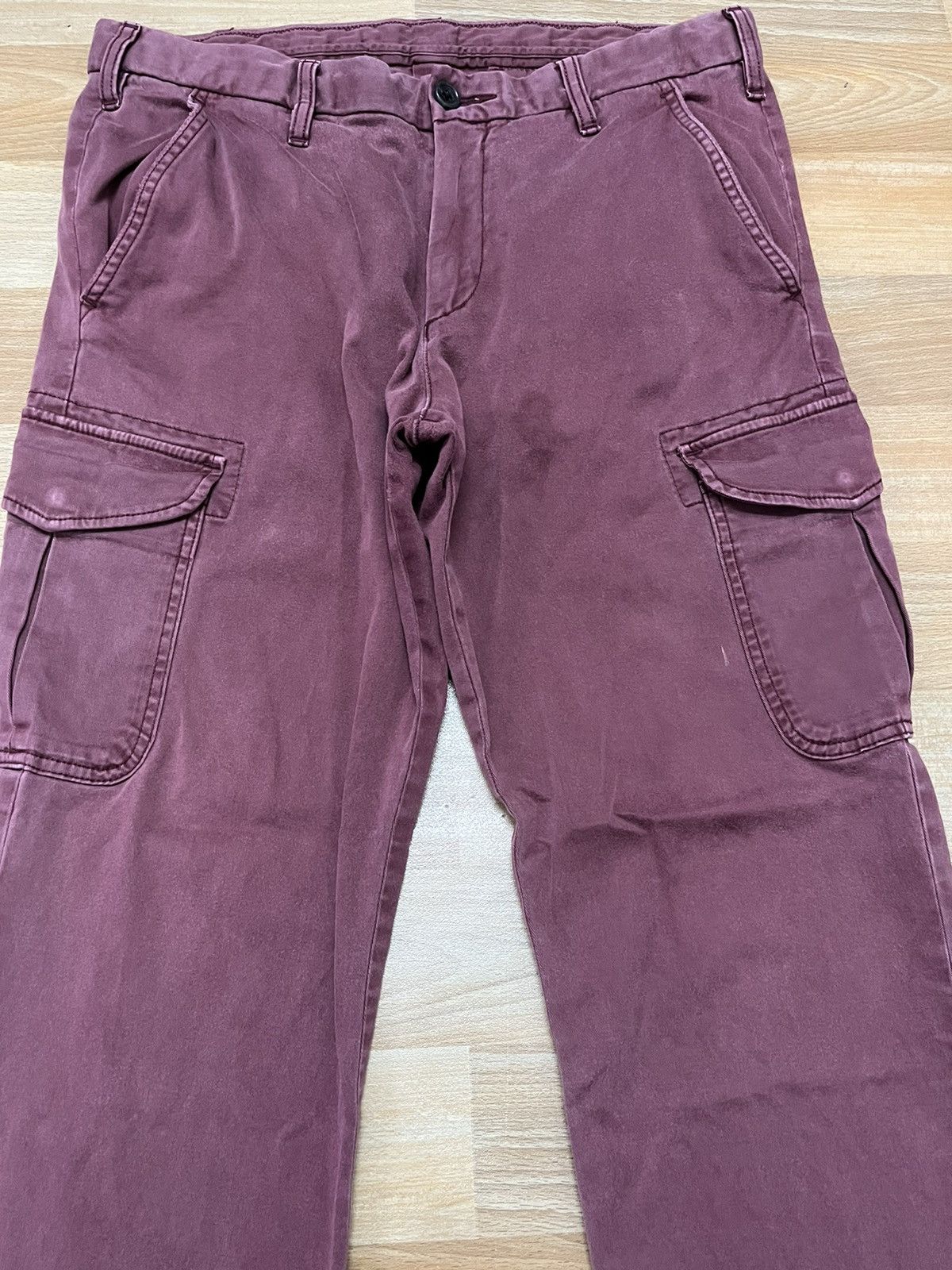If Six Was Nine × Japanese Brand Japanase Uniqlo Maroon Cargo Pocket Straight Cut Size US 32 / EU 48 - 2 Thumbnail