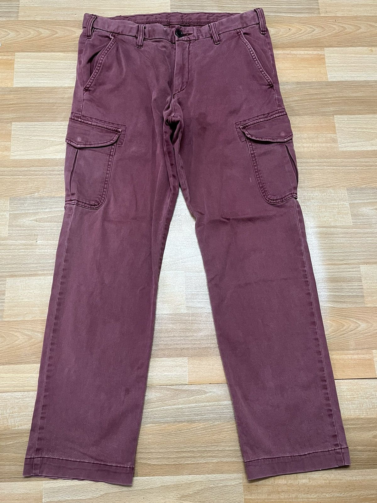 If Six Was Nine × Japanese Brand Japanase Uniqlo Maroon Cargo Pocket Straight Cut Size US 32 / EU 48 - 1 Thumbnail