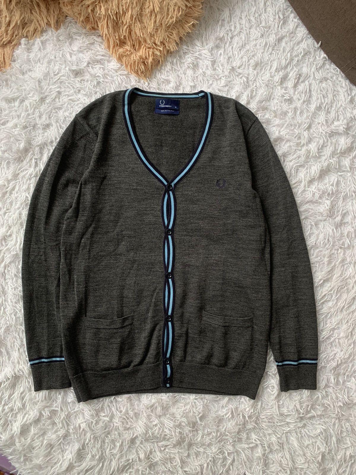 Fred Perry Fred Perry Merino Wool Grey Cardigan Size M Size US M / EU 48-50 / 2 - 1 Thumbnail