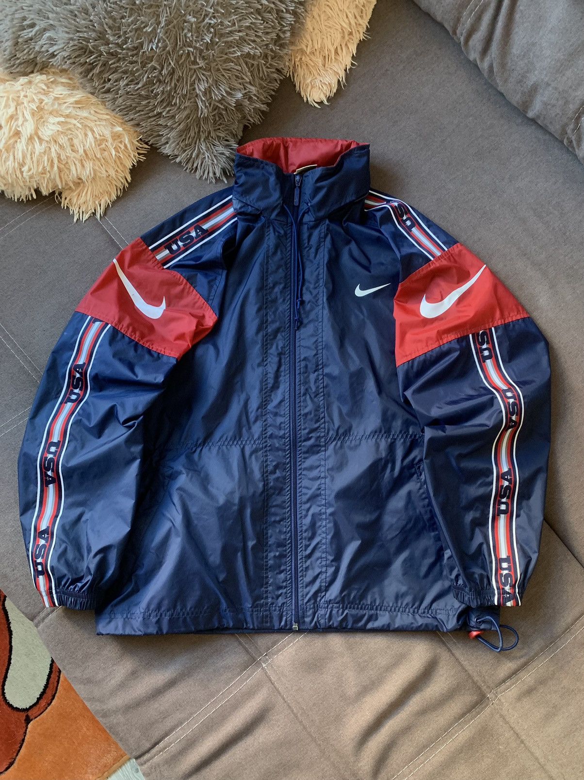 Nike Vintage 90's Nike USA Big Swoosh Boxy Bag Jacket Size US M / EU 48-50 / 2 - 1 Thumbnail